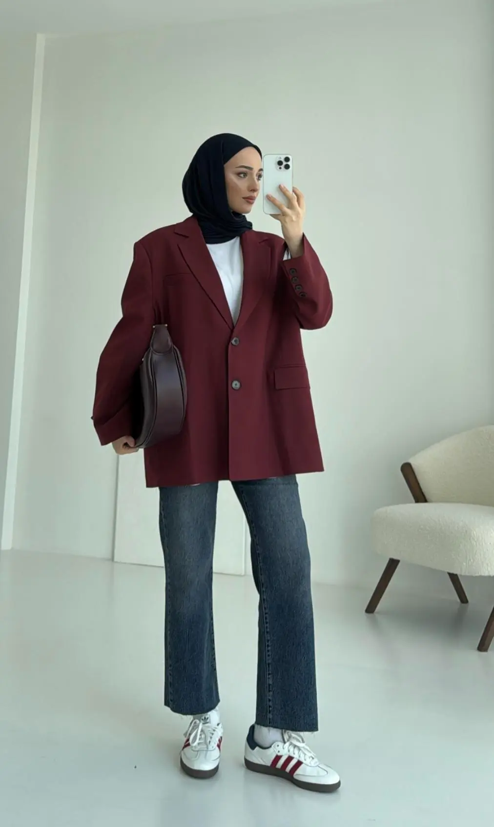 Bordo Oversize Premium Blazer Ceket