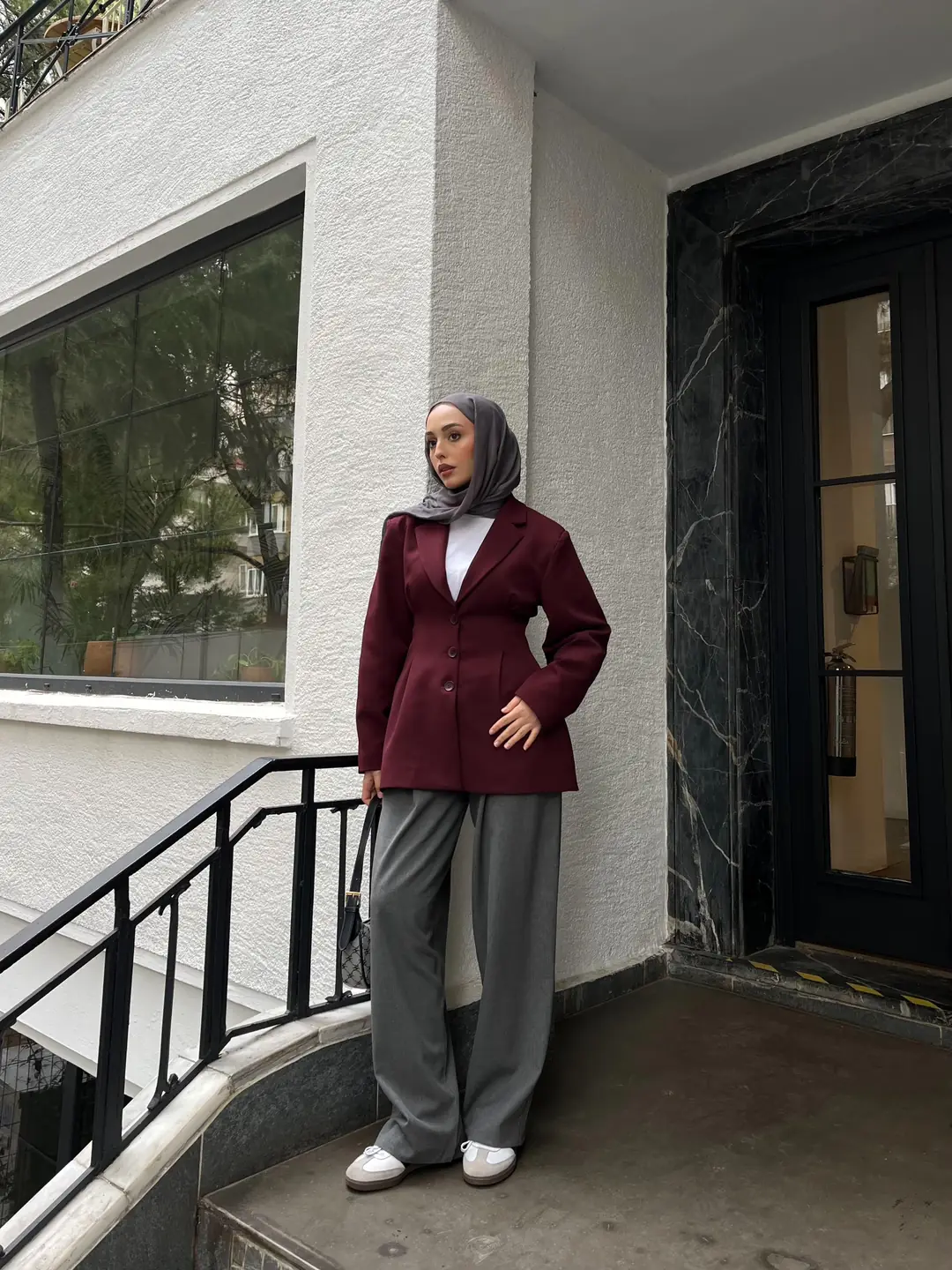Belden Oturtmalı Tasarım Ceket Bordo