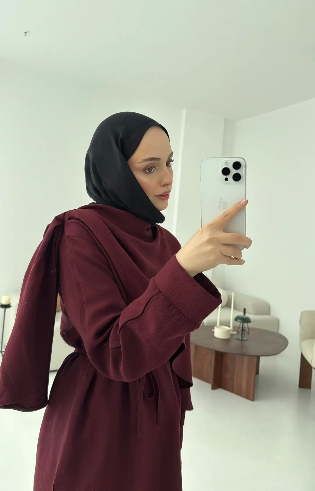 Drape Yaka Bluz Takım Bordo