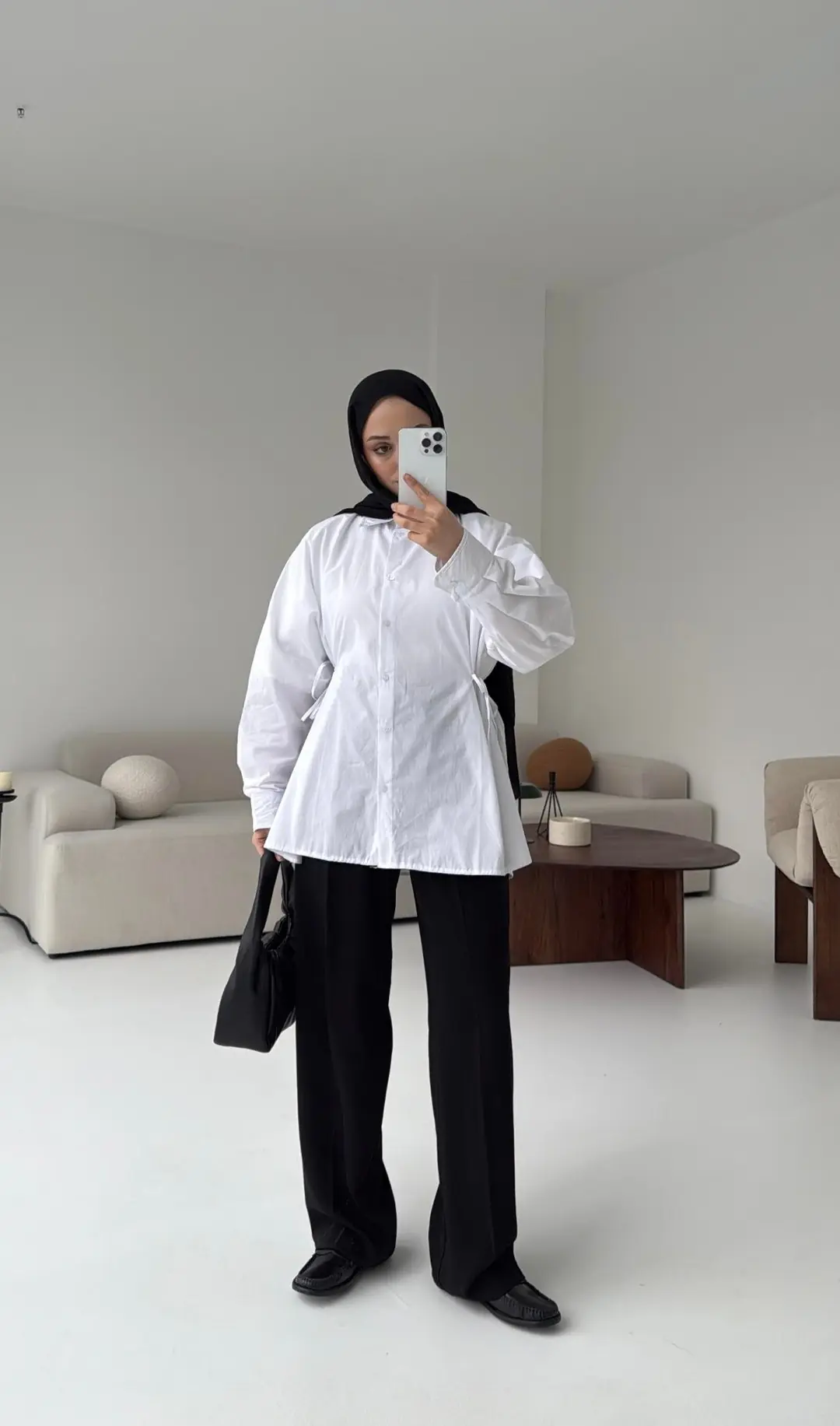 Yandan Bağlamalı Gömlek Beyaz