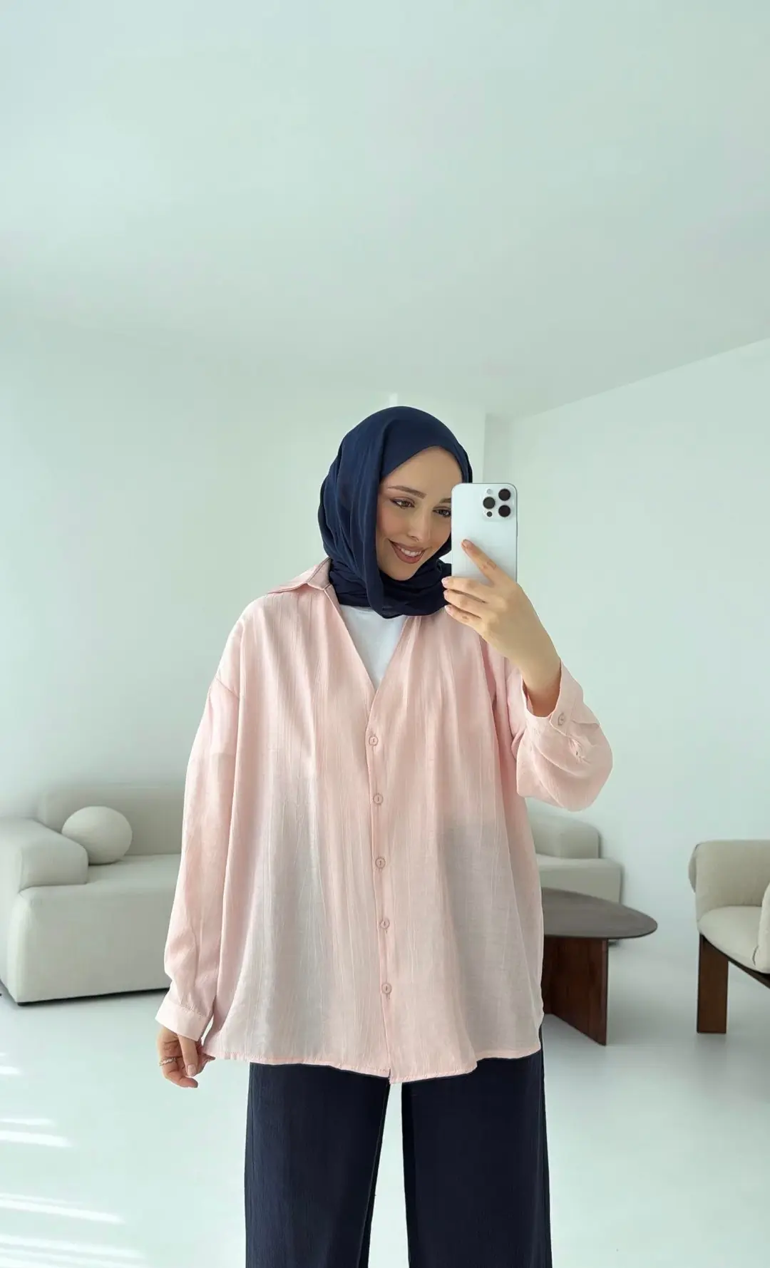 V Yaka Salaş Gömlek Pembe