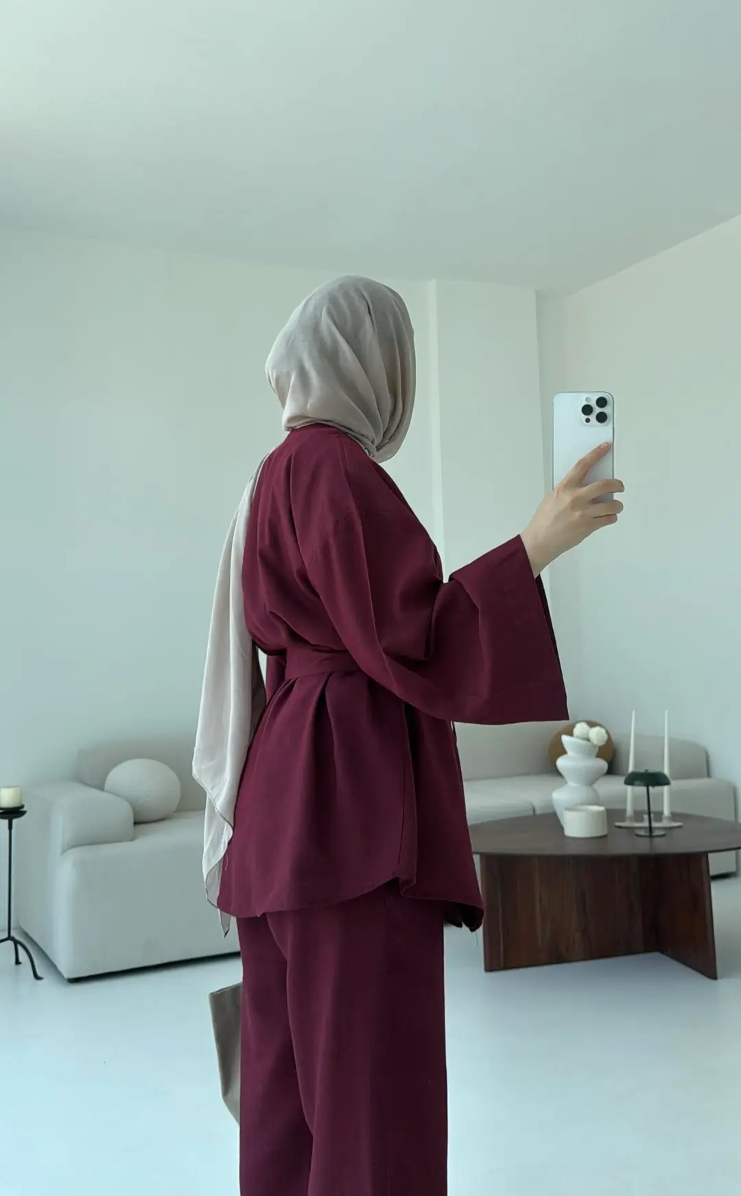 Bağlamalı Kimono Takım Bordo