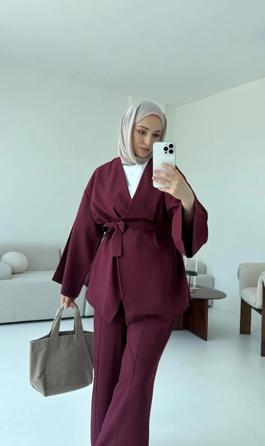 Bağlamalı Kimono Takım Bordo