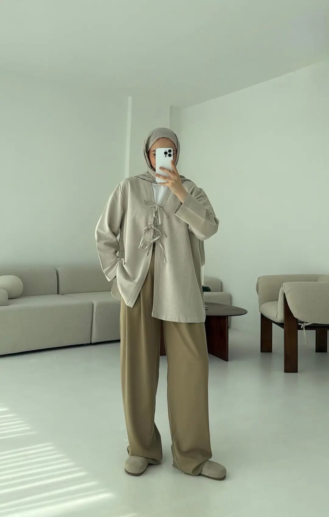 Keten Üç Bağlamalı Kimono Taş