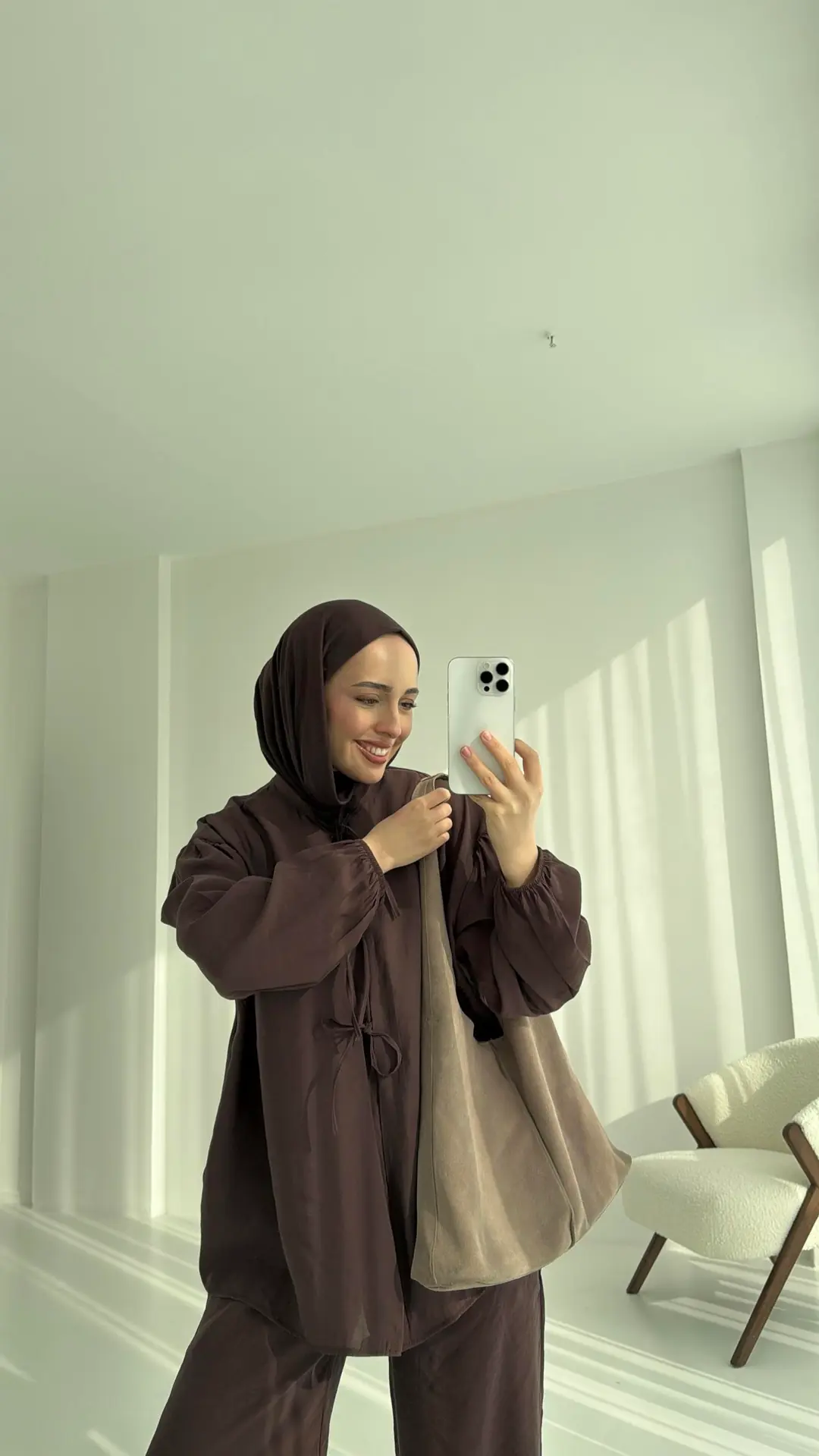 Tencel Bağlamalı Takım Kahve