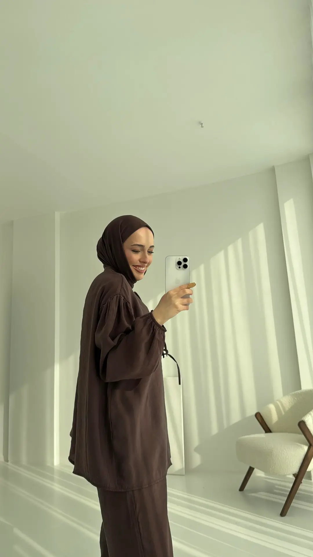 Tencel Bağlamalı Takım Kahve