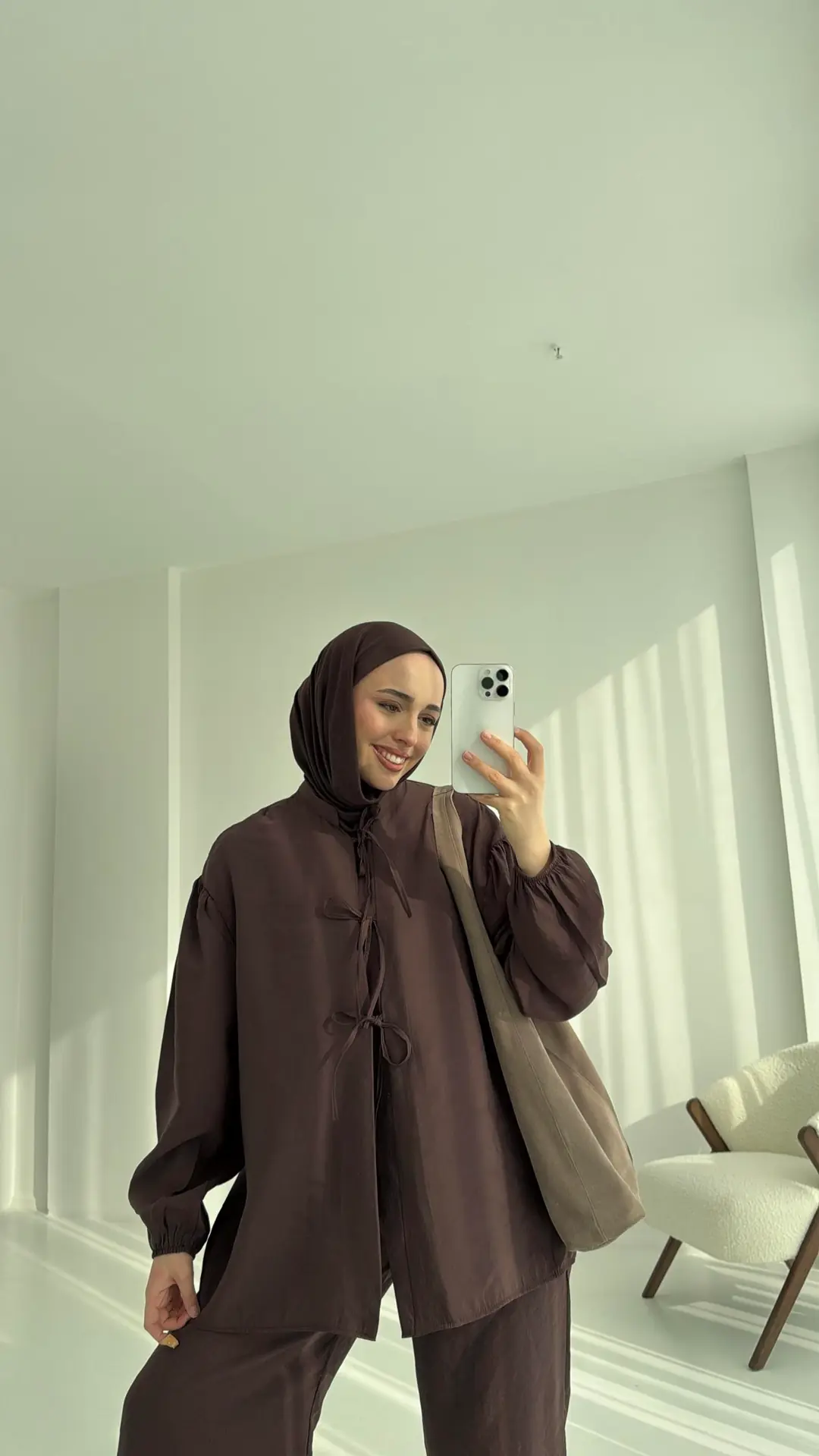 Tencel Bağlamalı Takım Kahve