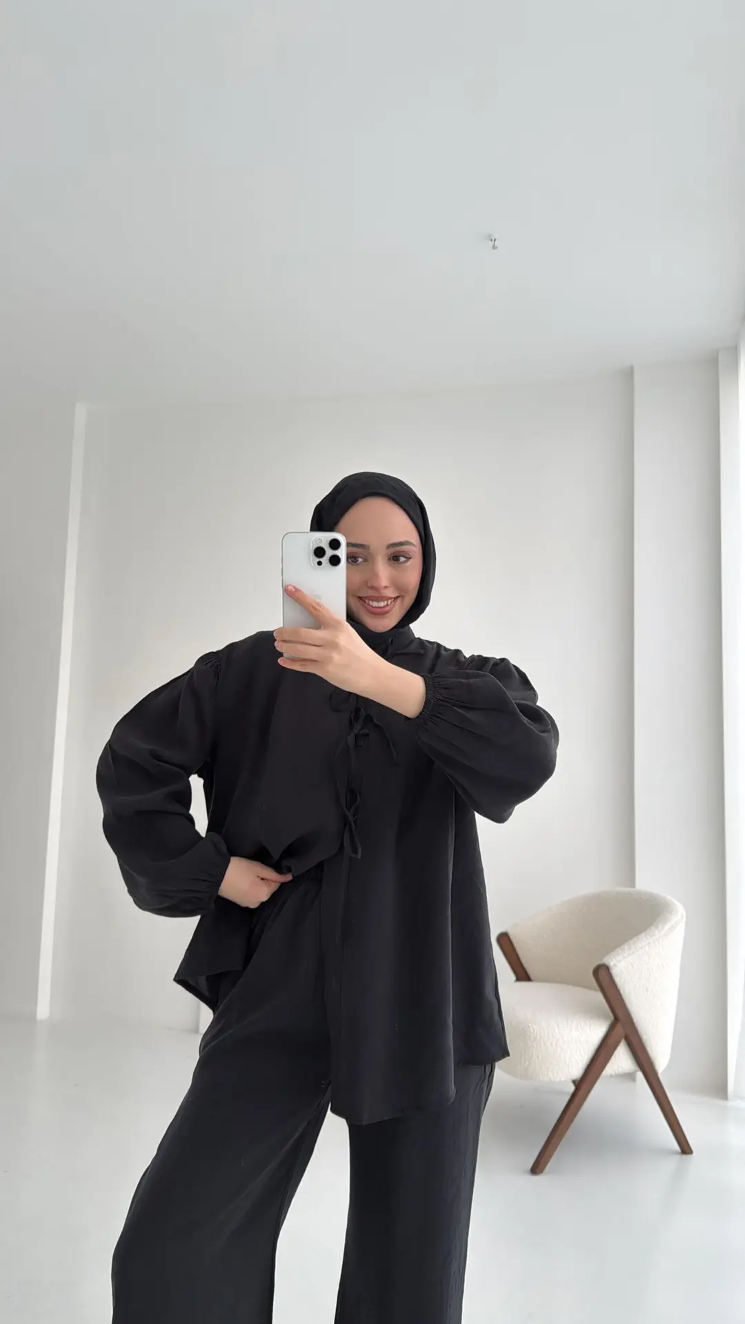 Tencel Bağlamalı Takım Siyah