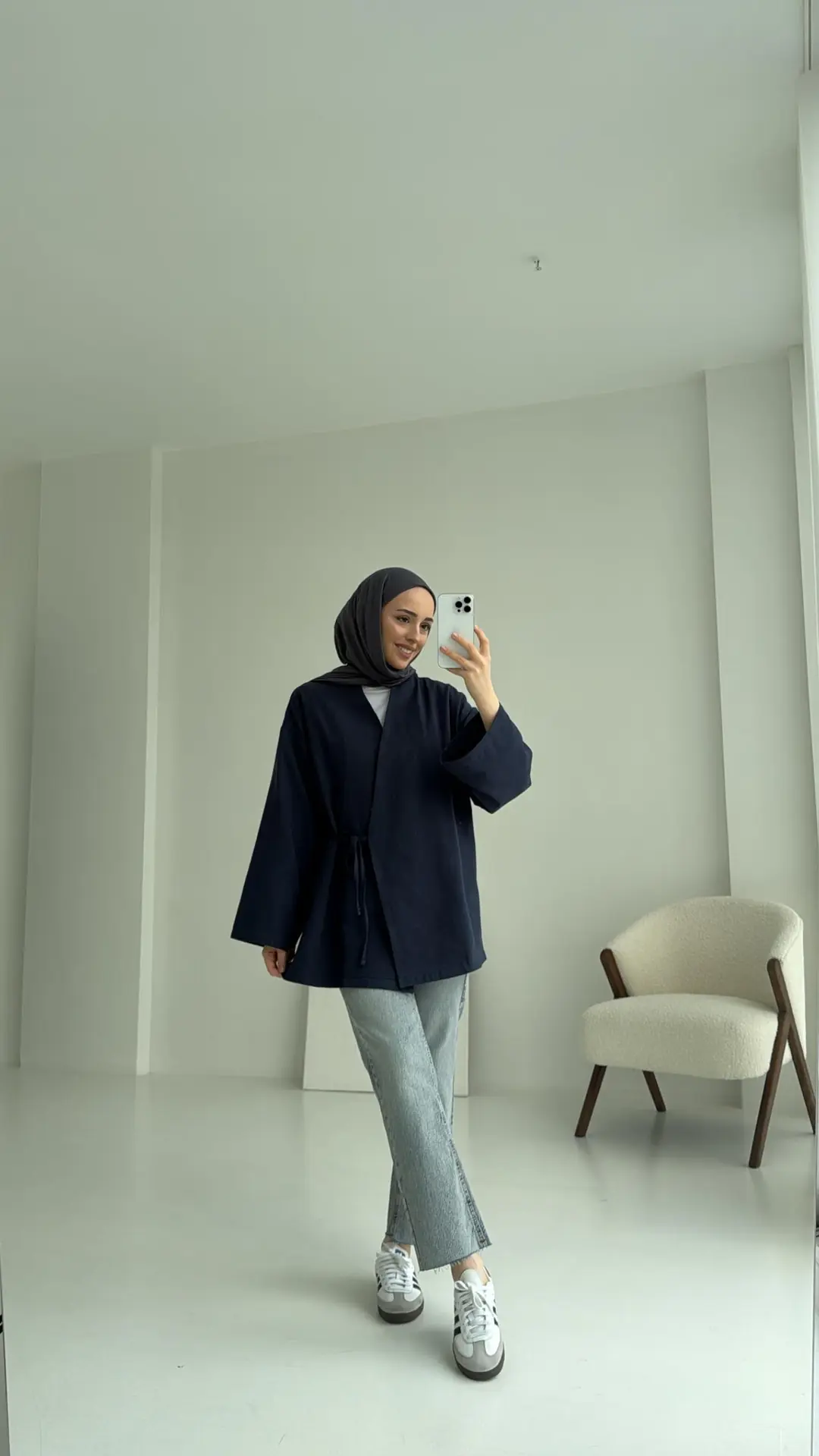 Yandan Bağlama Kimono Lacivert