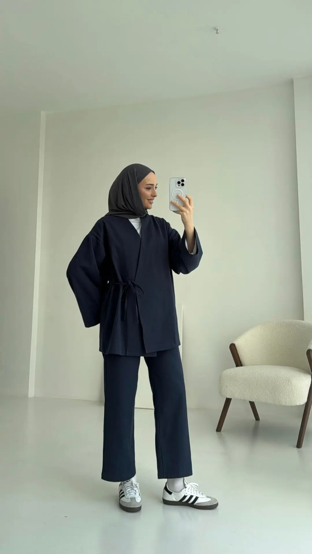 Yandan Bağlama Kimono Lacivert