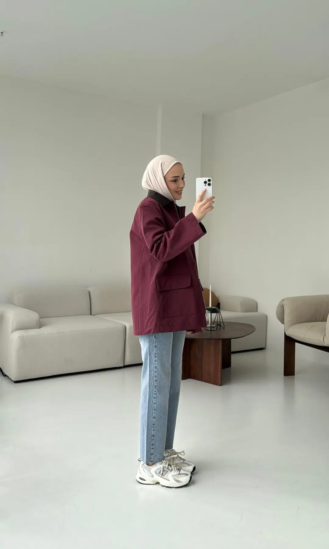 Yakası Deri İçi Kapitone Bordo