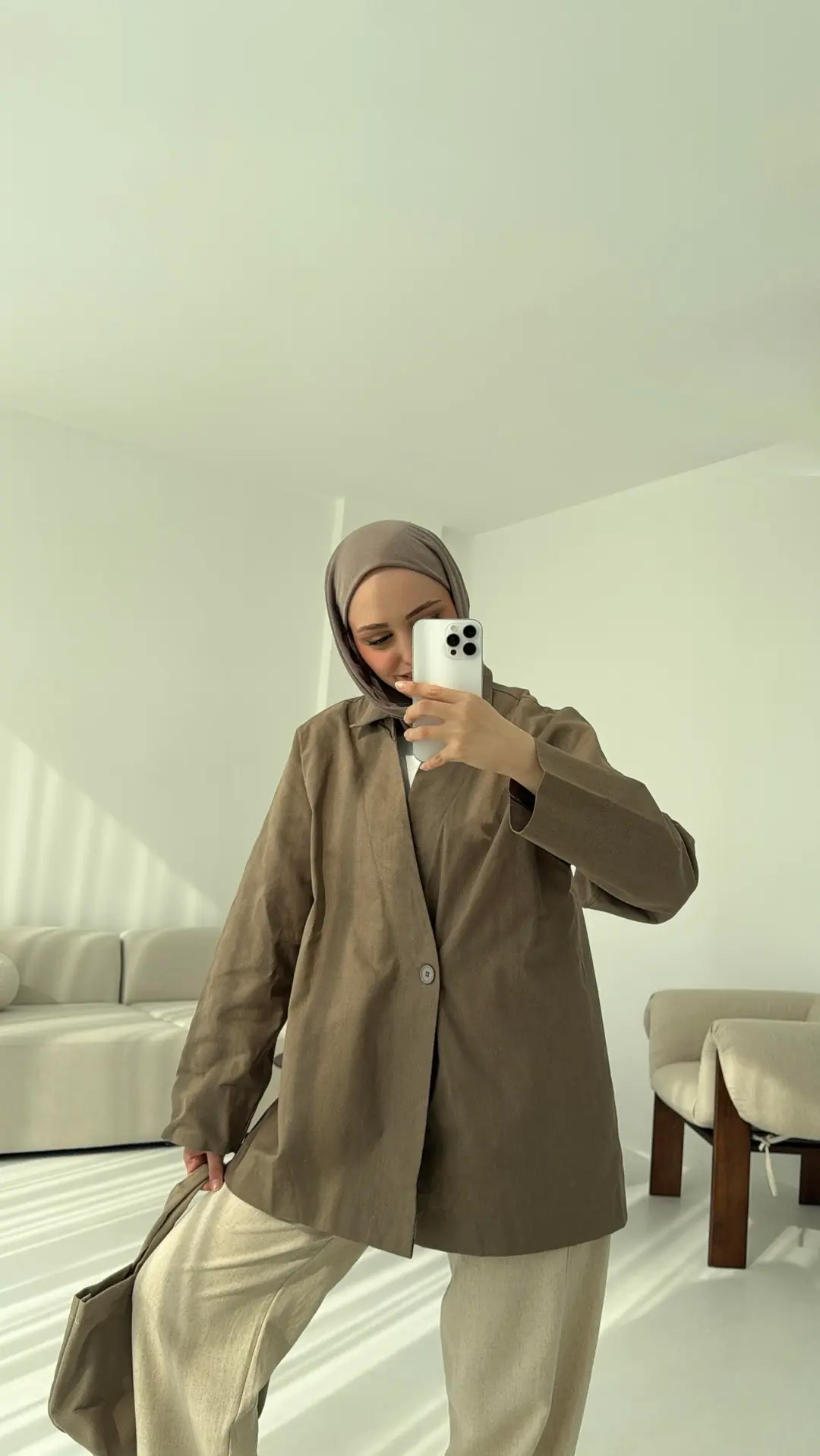 Tek Düğmeli Ceket Vizon
