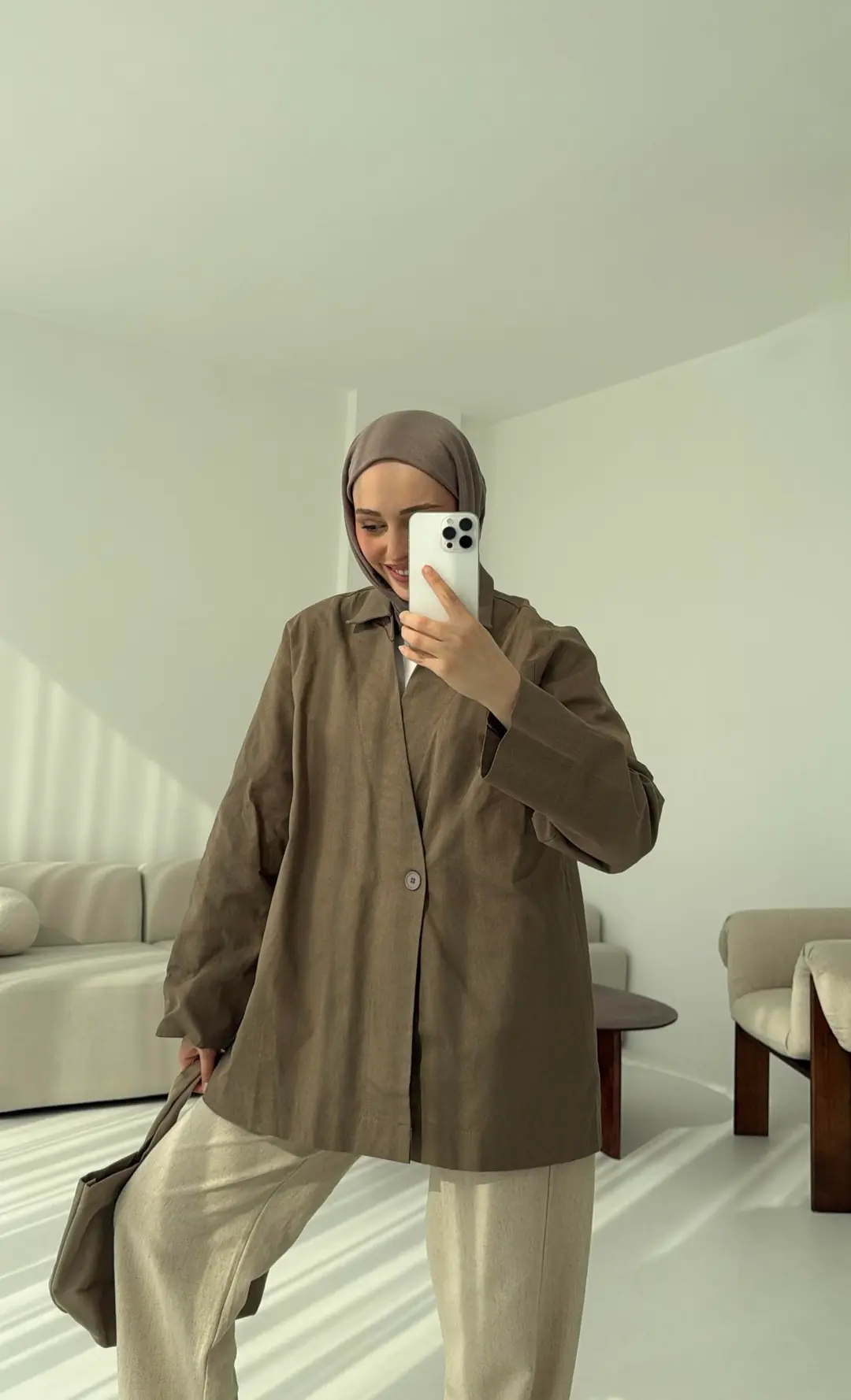 Tek Düğmeli Ceket Vizon