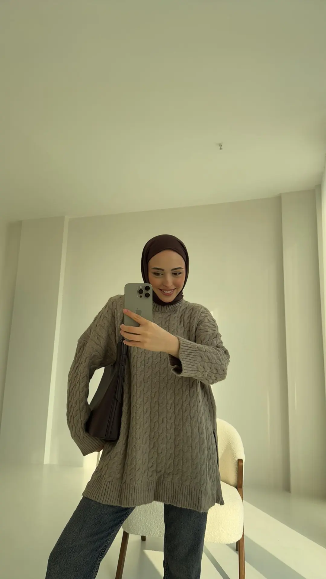 Örgü Ve Yırtmaç Detaylı Triko Kazak
