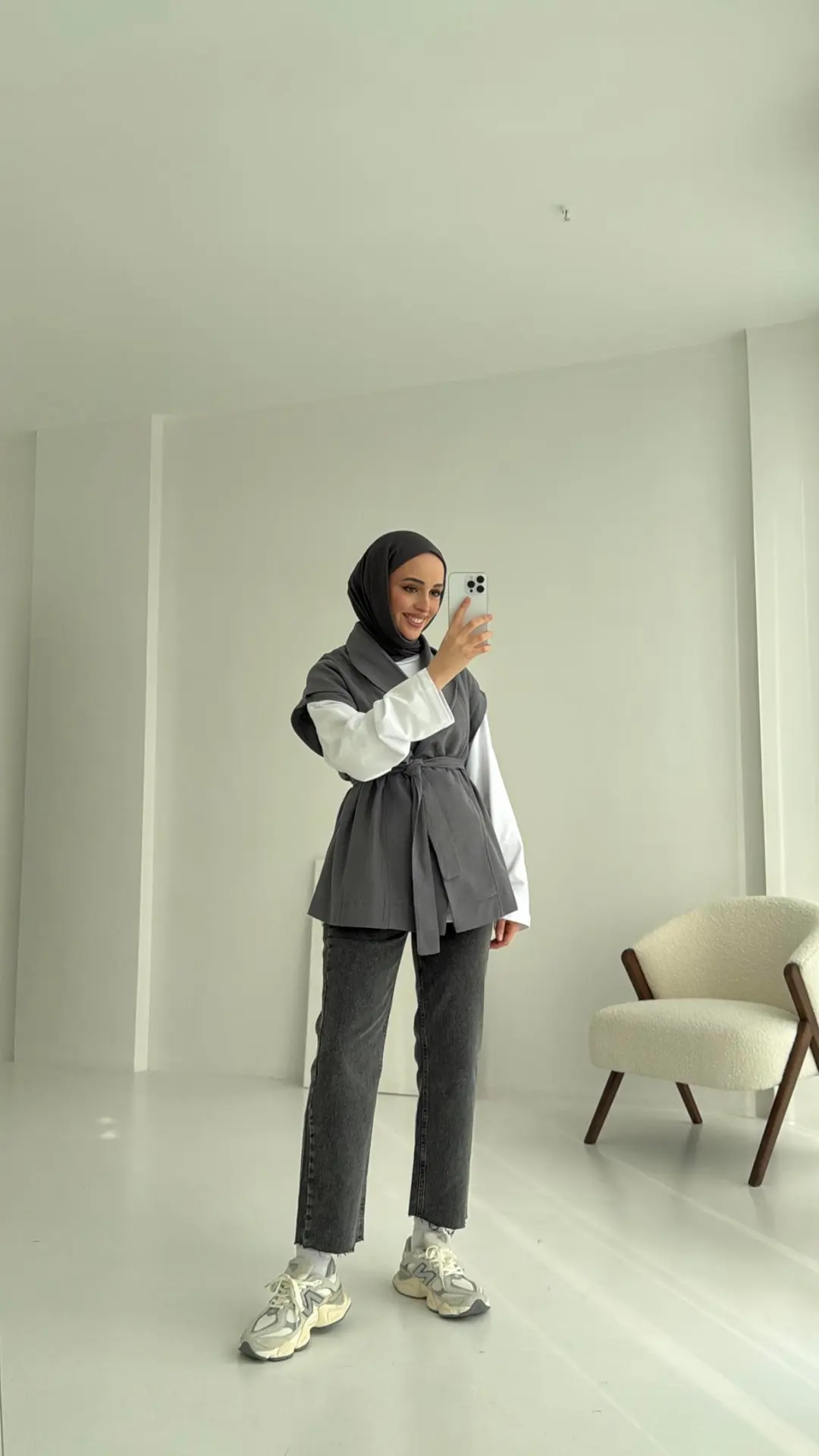 Gabardin Bağlamalı Yelek Gri