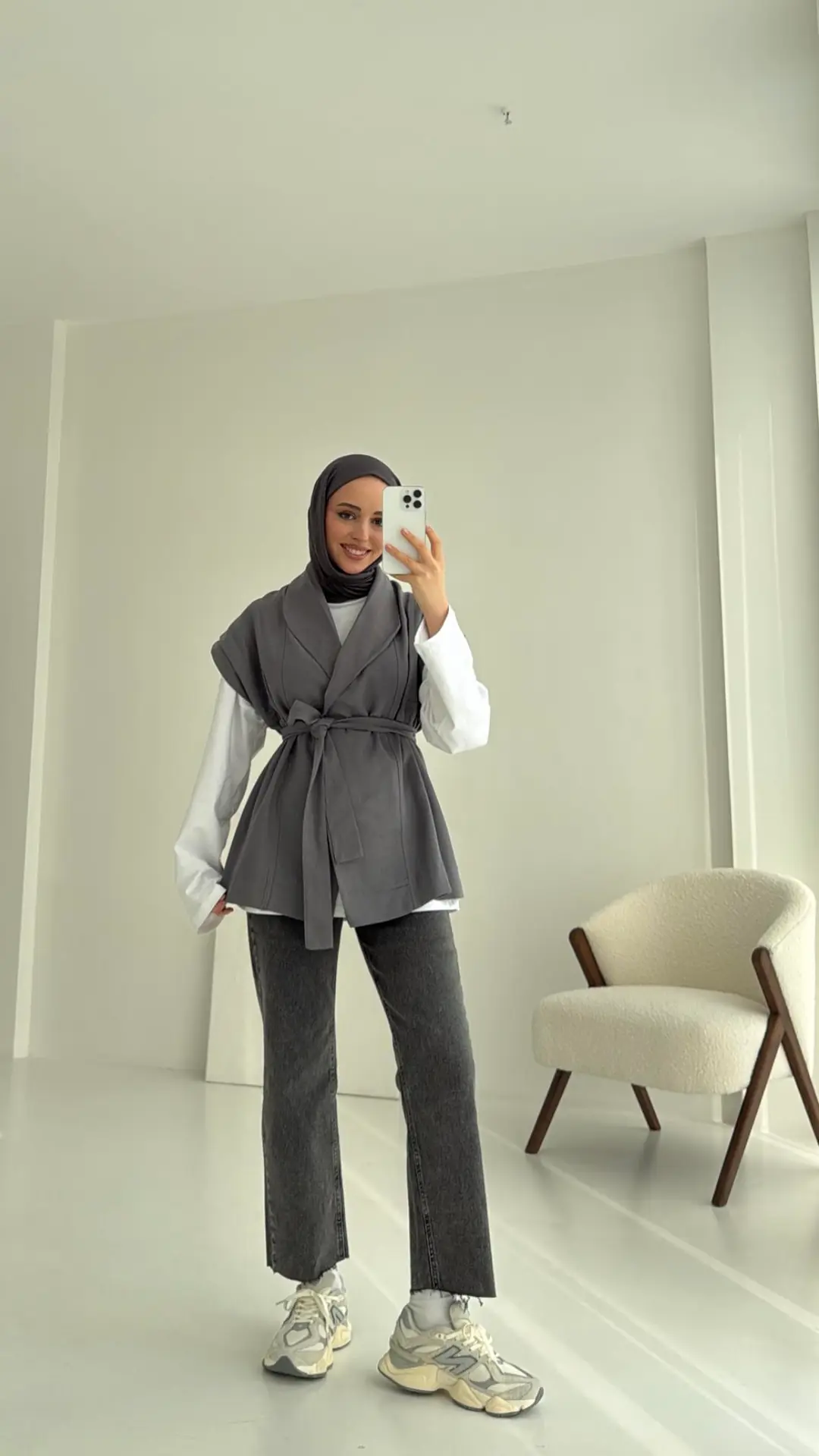 Gabardin Bağlamalı Yelek Gri