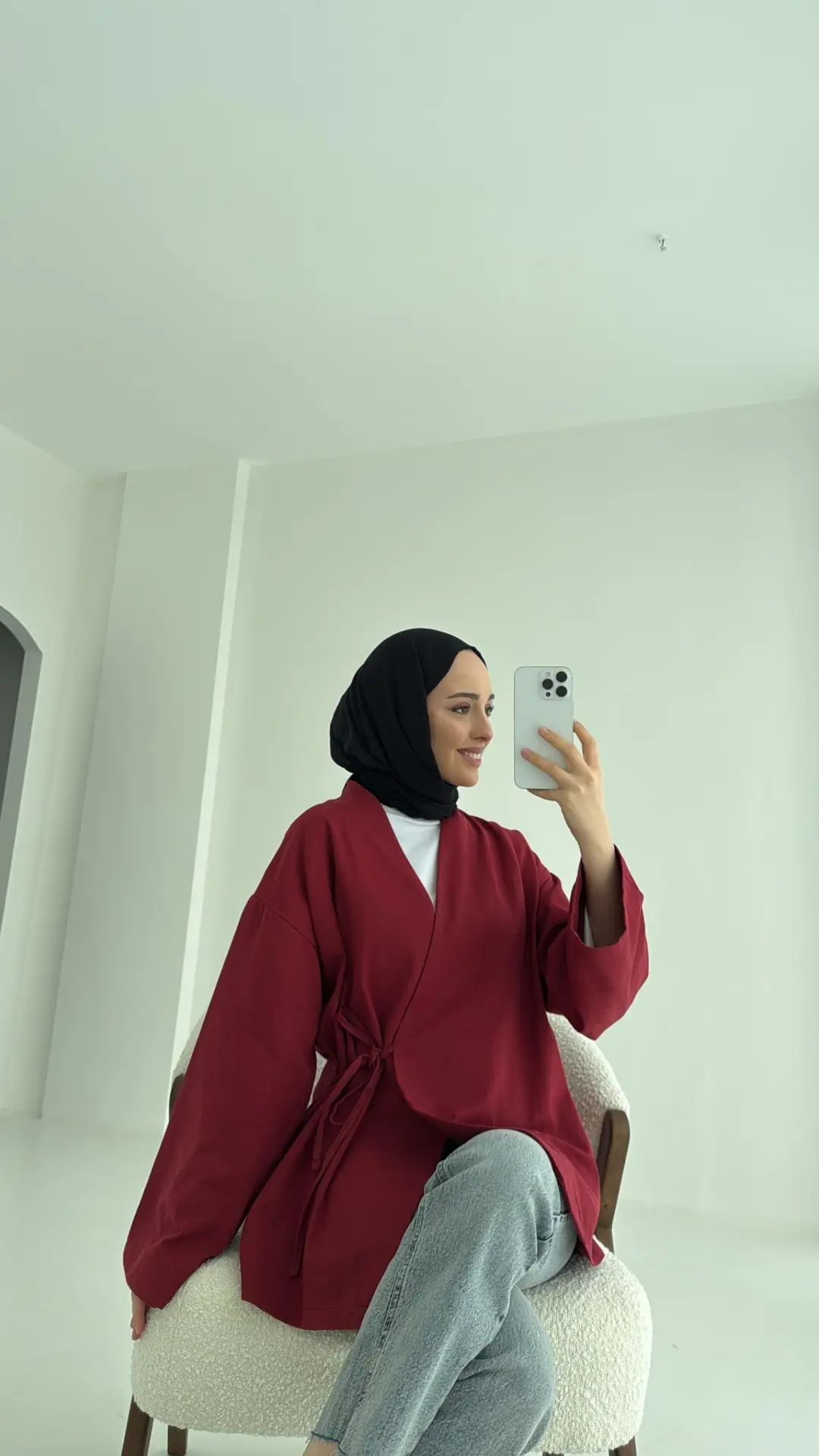 Yandan Bağlama Kimono Bordo