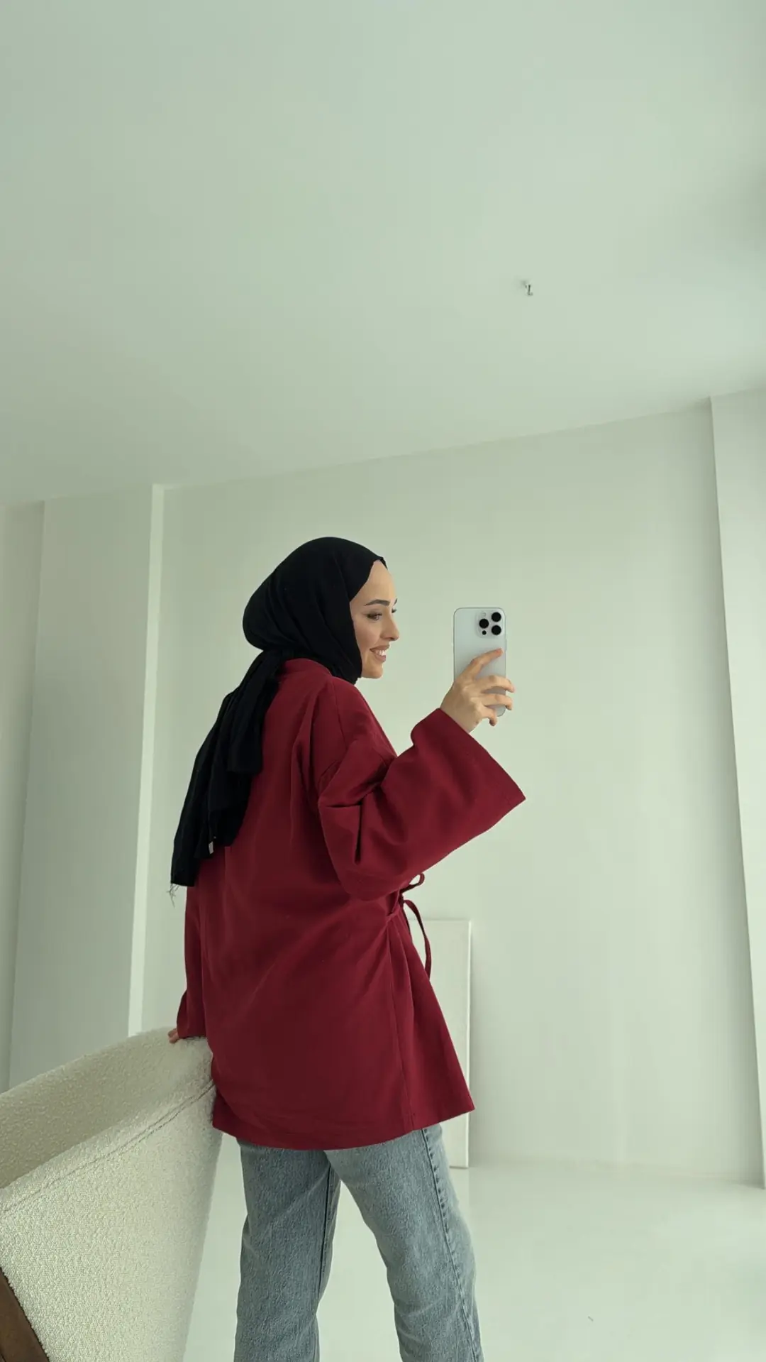 Yandan Bağlama Kimono Bordo