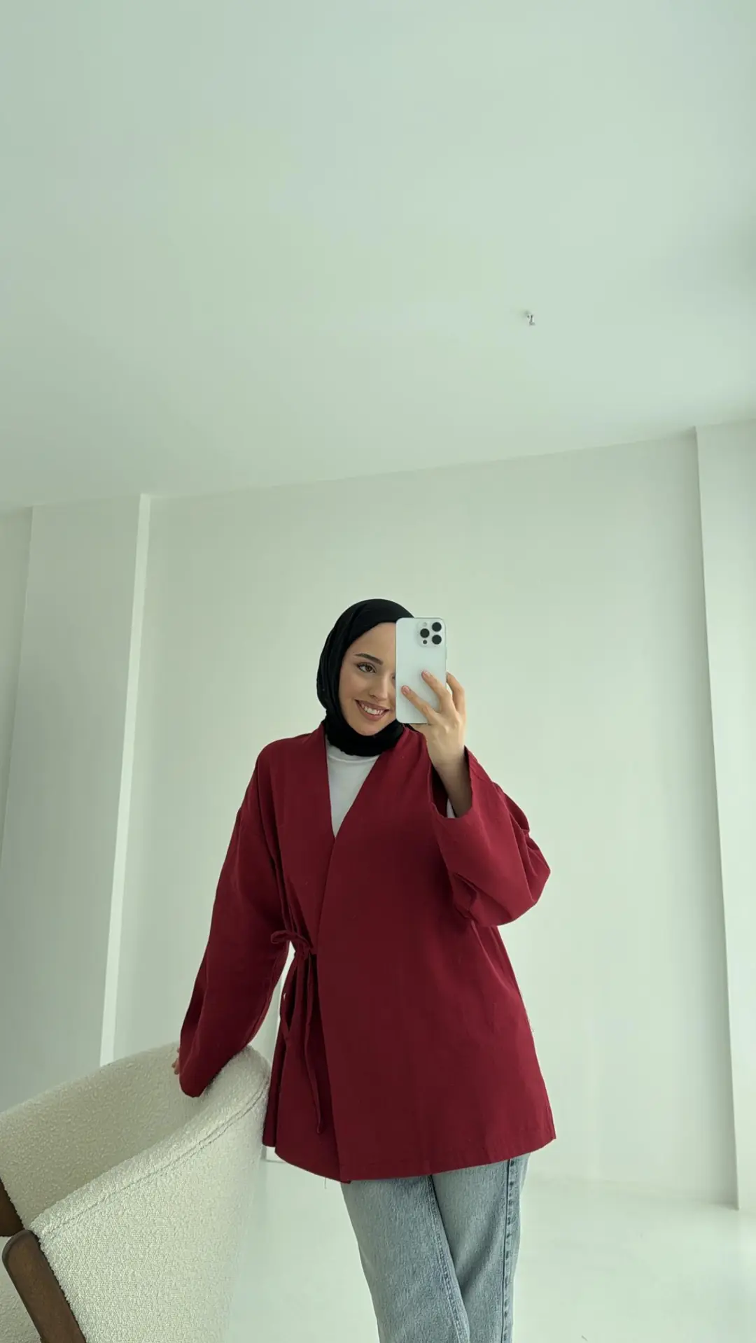 Yandan Bağlama Kimono Bordo