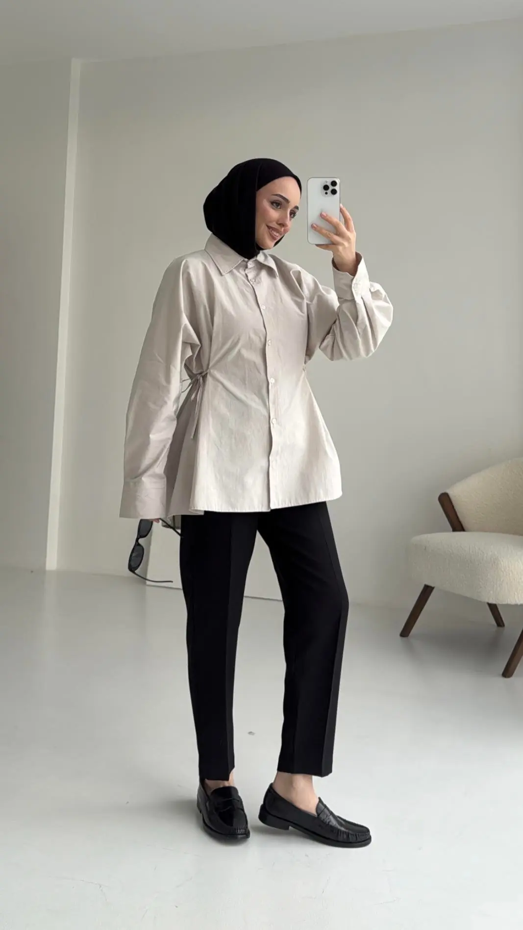 Yandan Bağlamalı Gömlek Taş