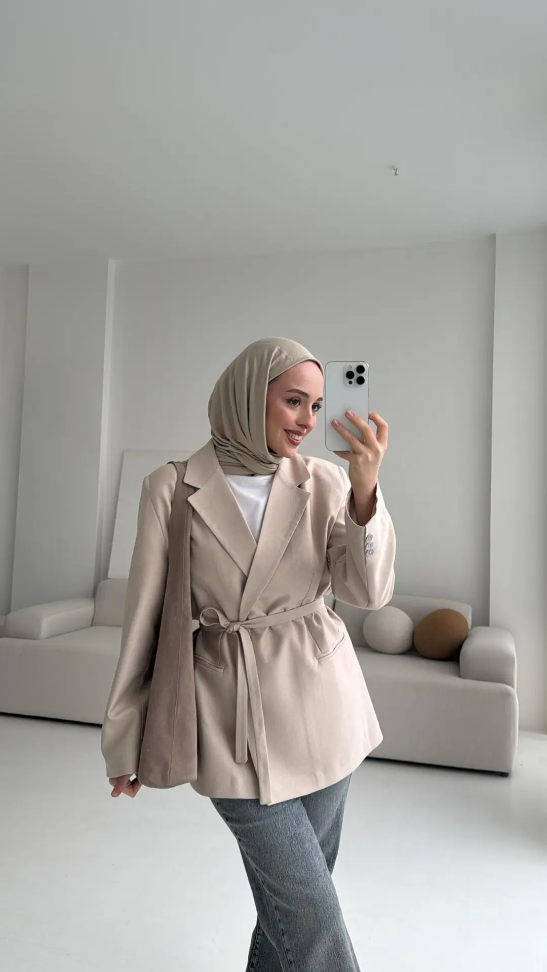 Bağlamalı Blazer Ceket Bej