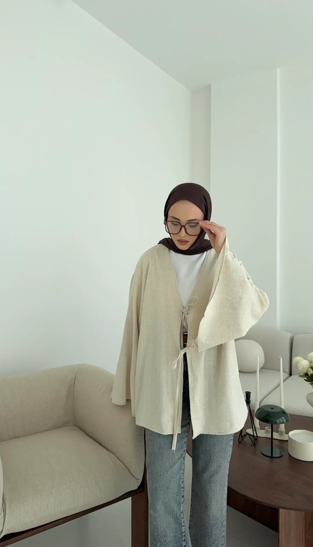 Kol Detay Kimono Natural