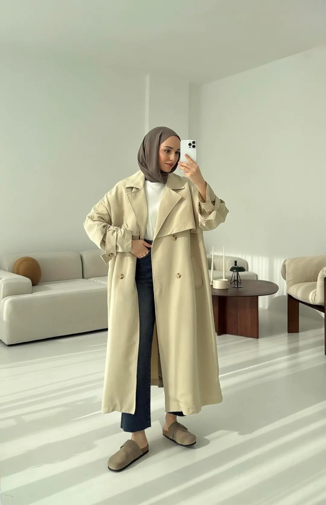 Oversize Bej Trençkot