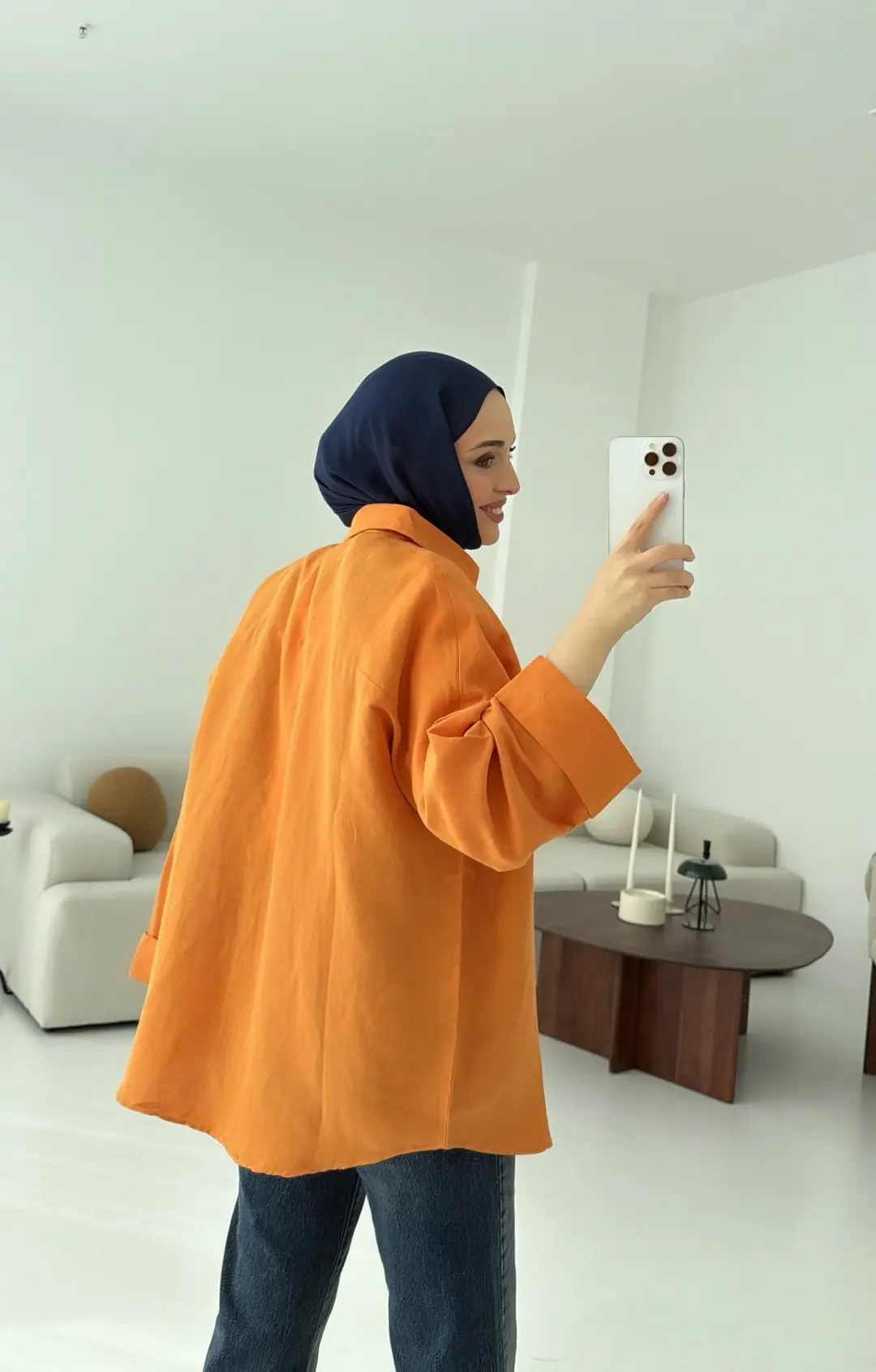 Linen Oversize Gömlek Orange