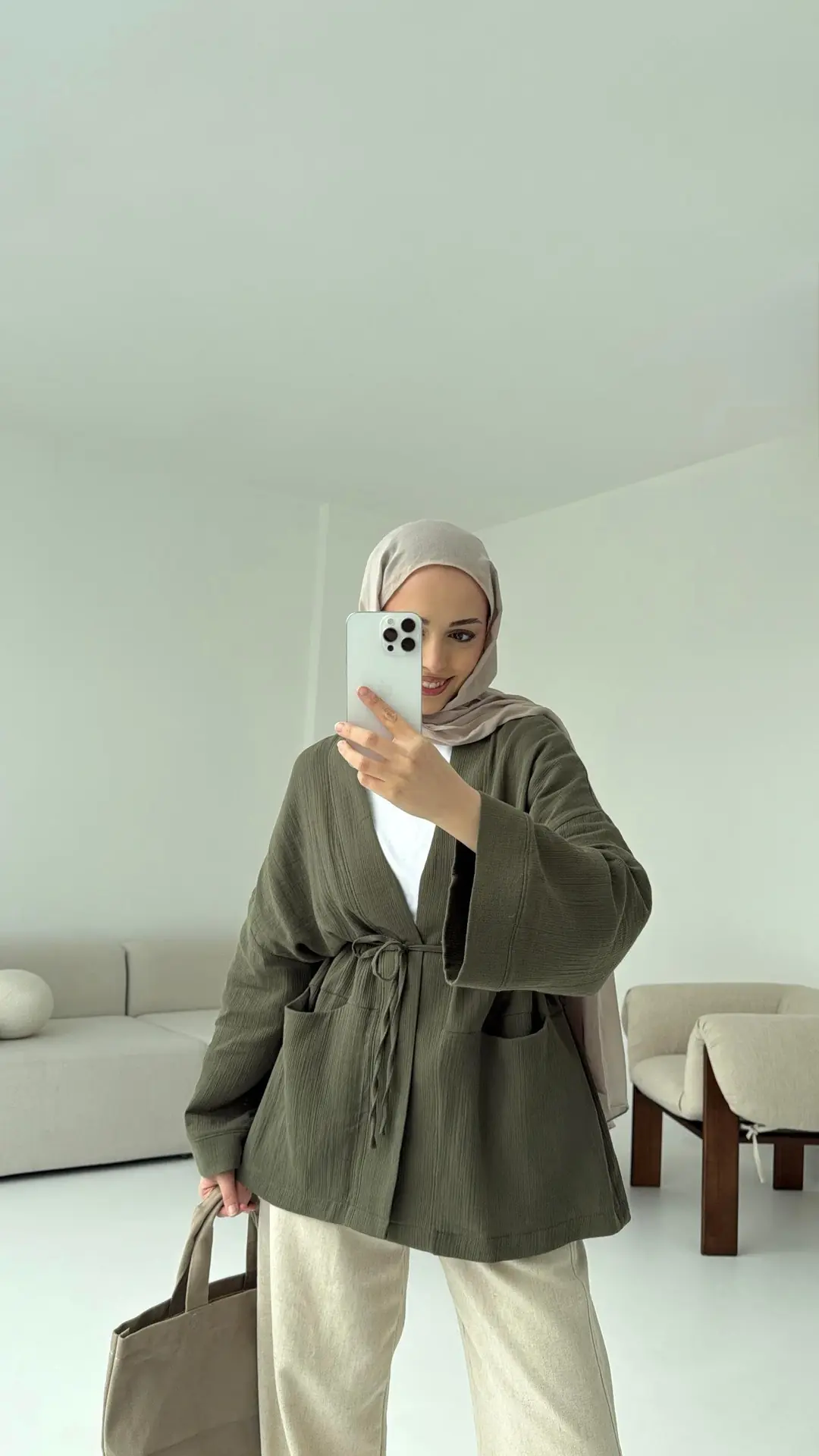 Müslin Kimono Haki