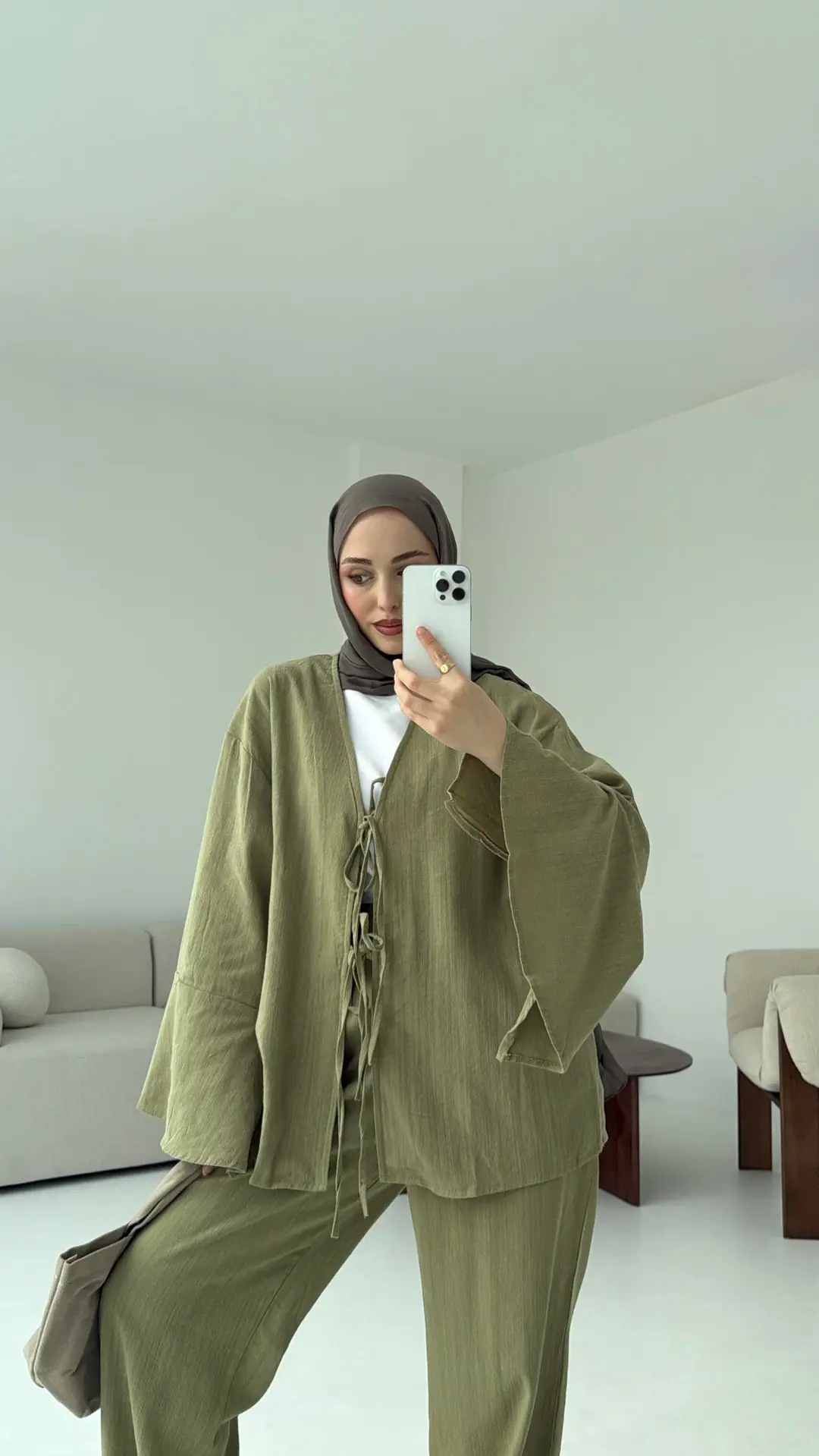 Kol Detaylı Kimono Keten Takım Cagla