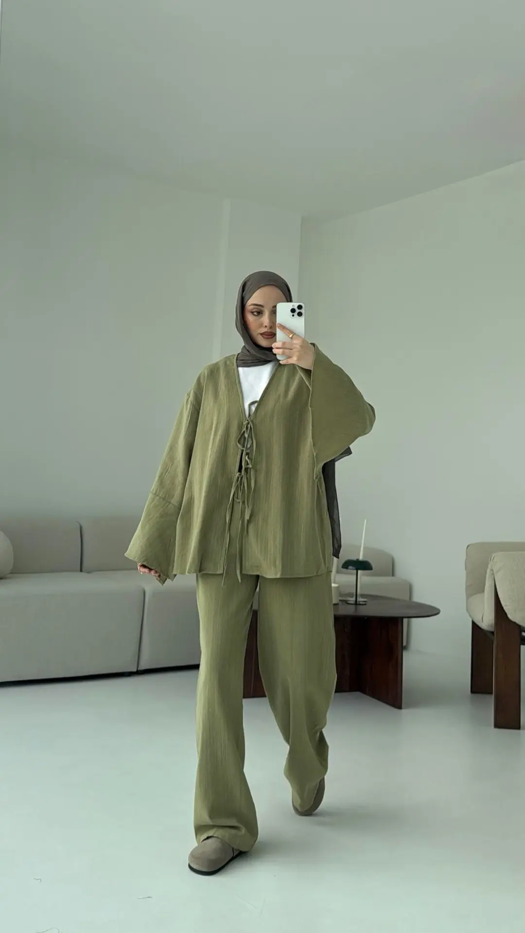 Kol Detaylı Kimono Keten Takım Cagla