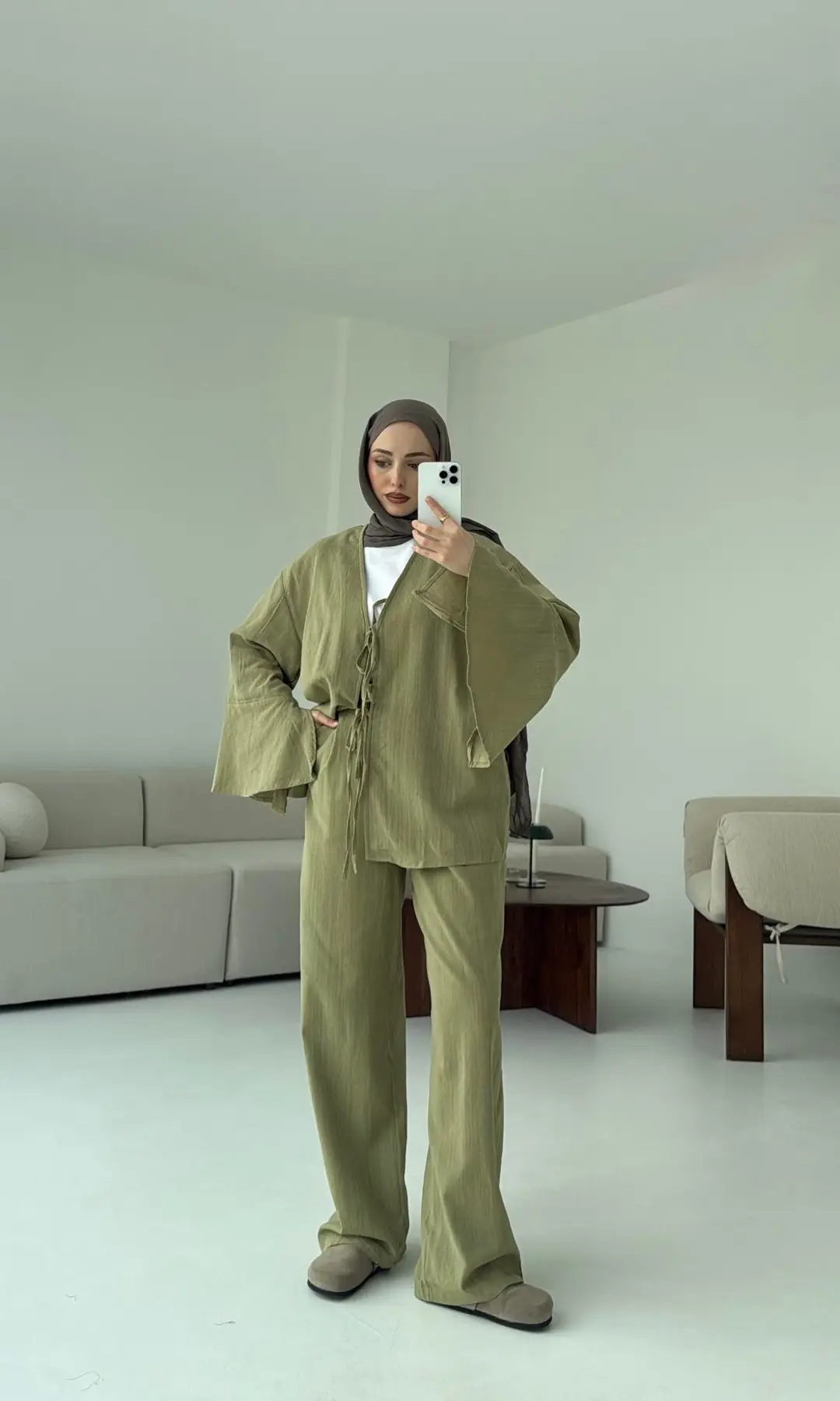 Kol Detaylı Kimono Keten Takım Cagla