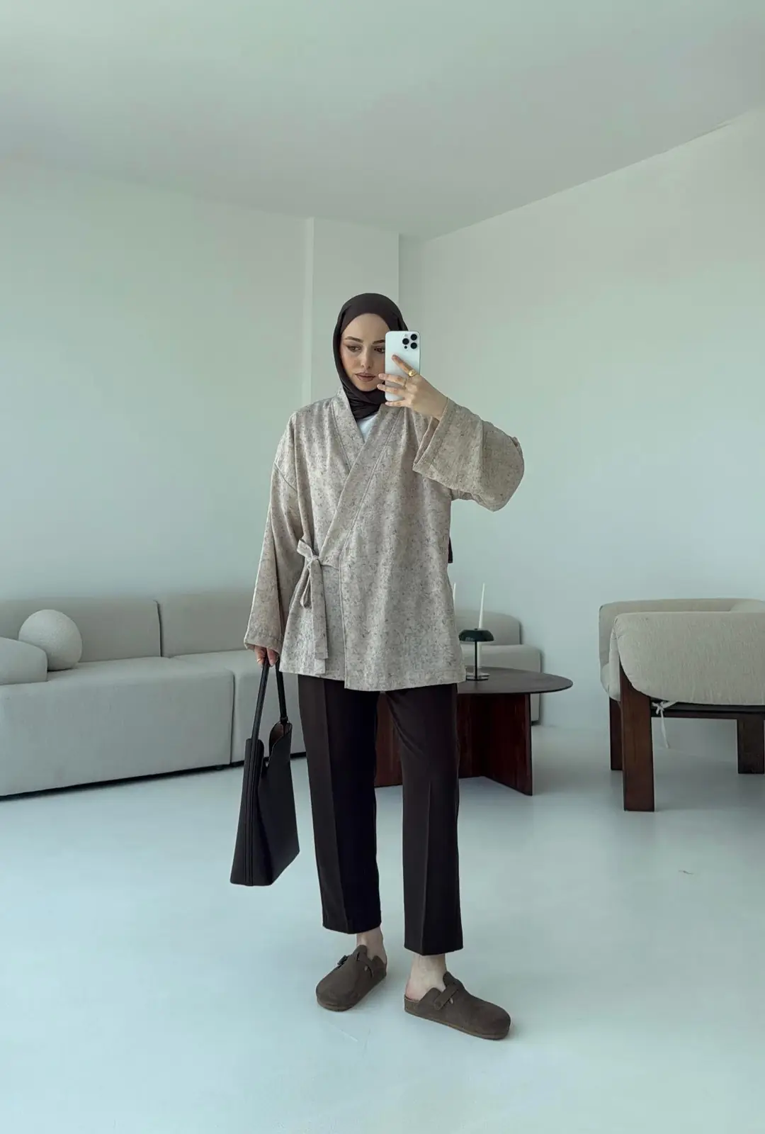 Keten Batik Bambu Kimono Taş