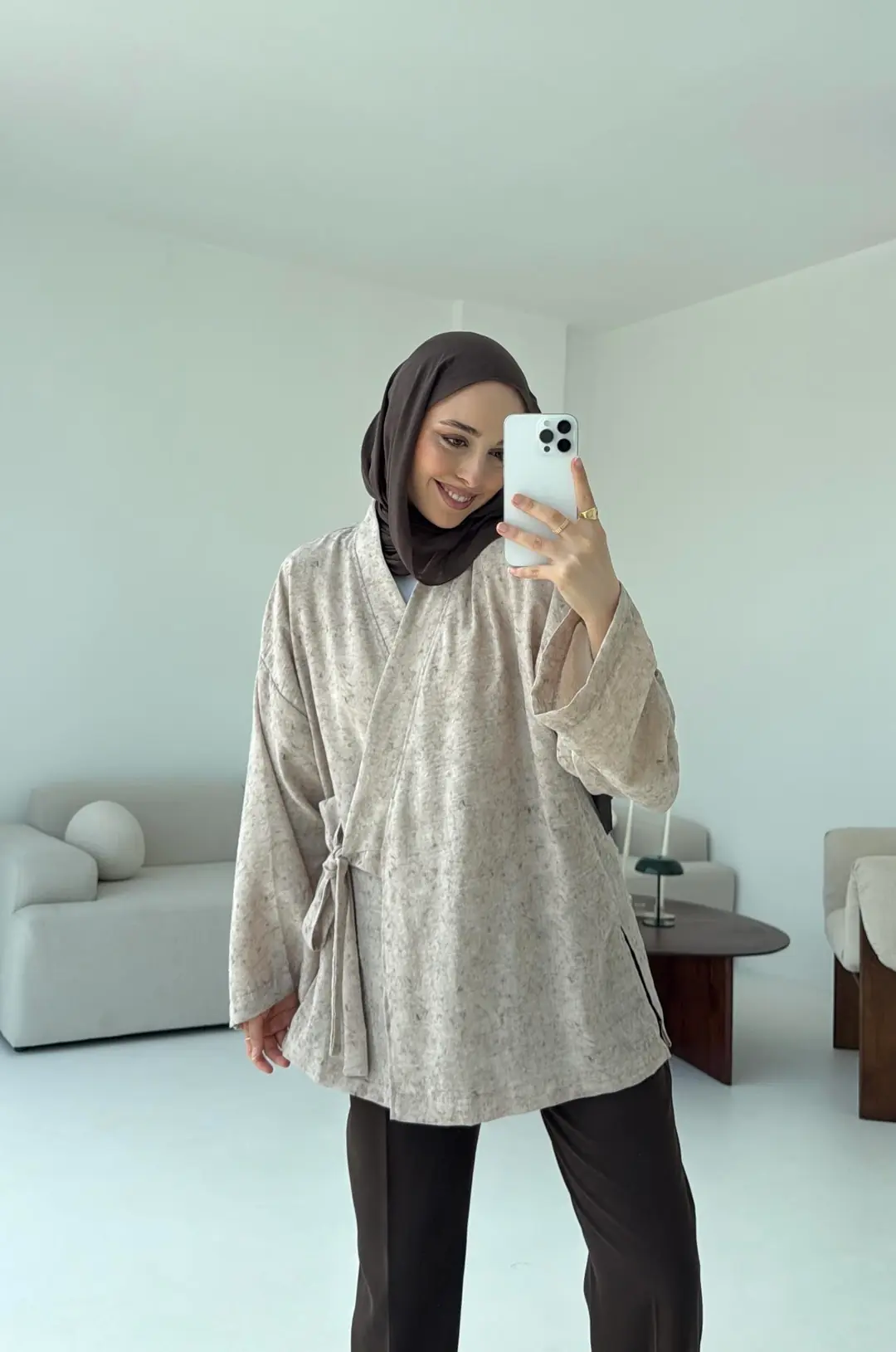 Keten Batik Bambu Kimono Taş