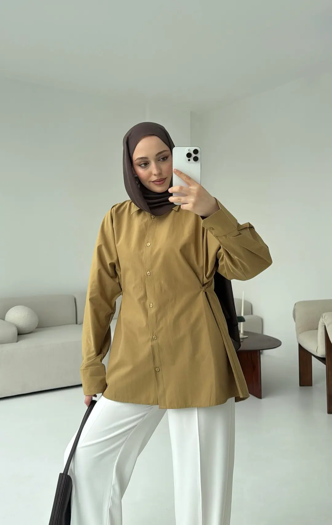 Yanları Düğmeli Gömlek Olive