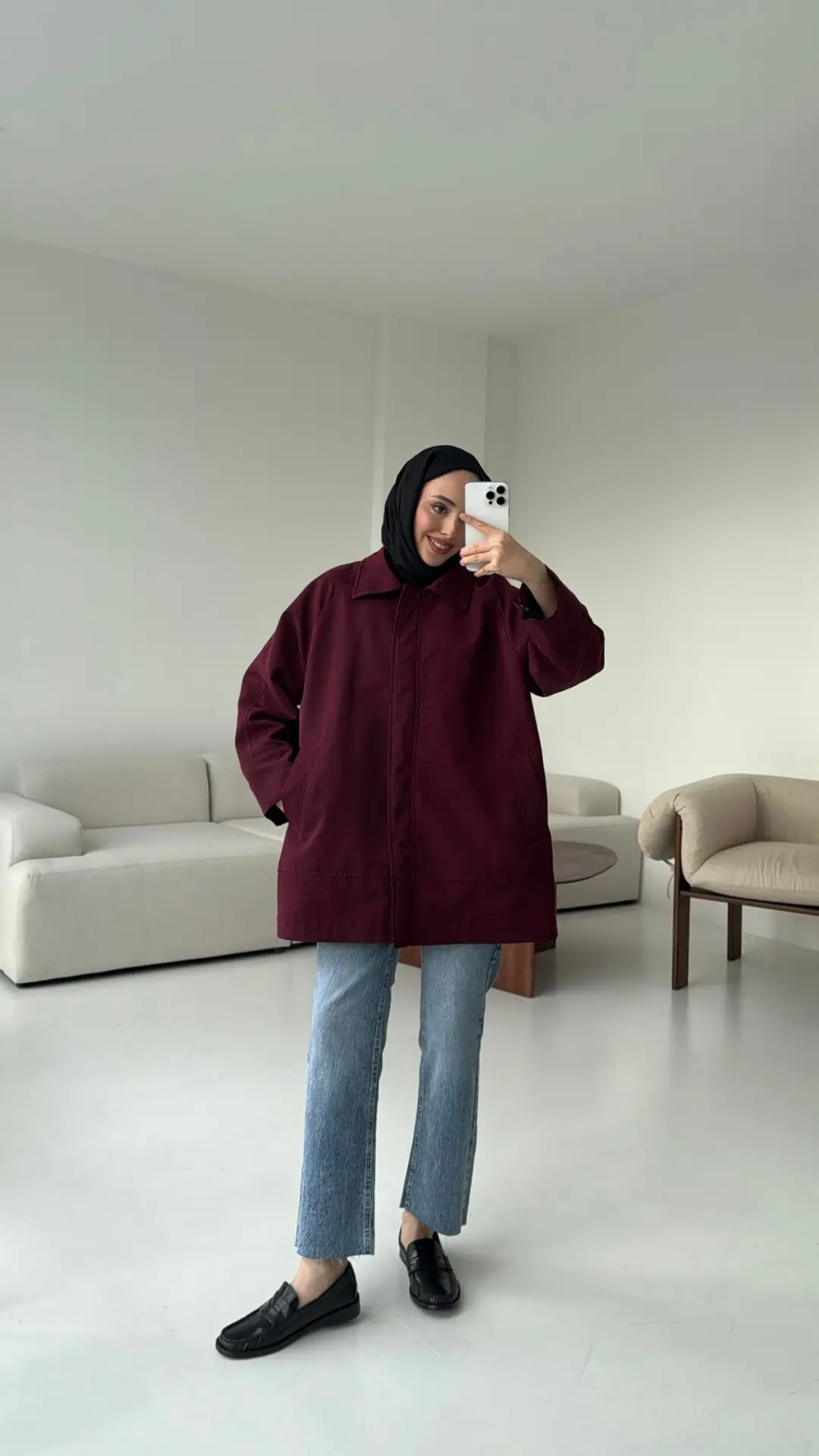 Deri Kemerli Premium Astarlı Fermuarlı Trençkot