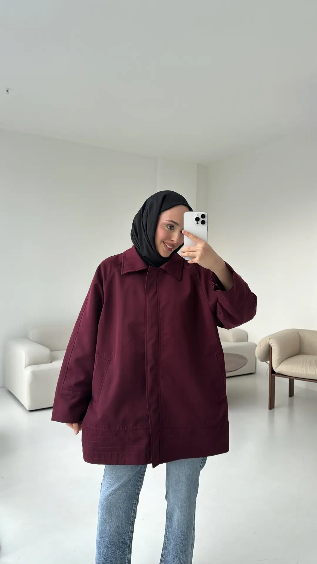 Deri Kemerli Premium Astarlı Fermuarlı Trençkot
