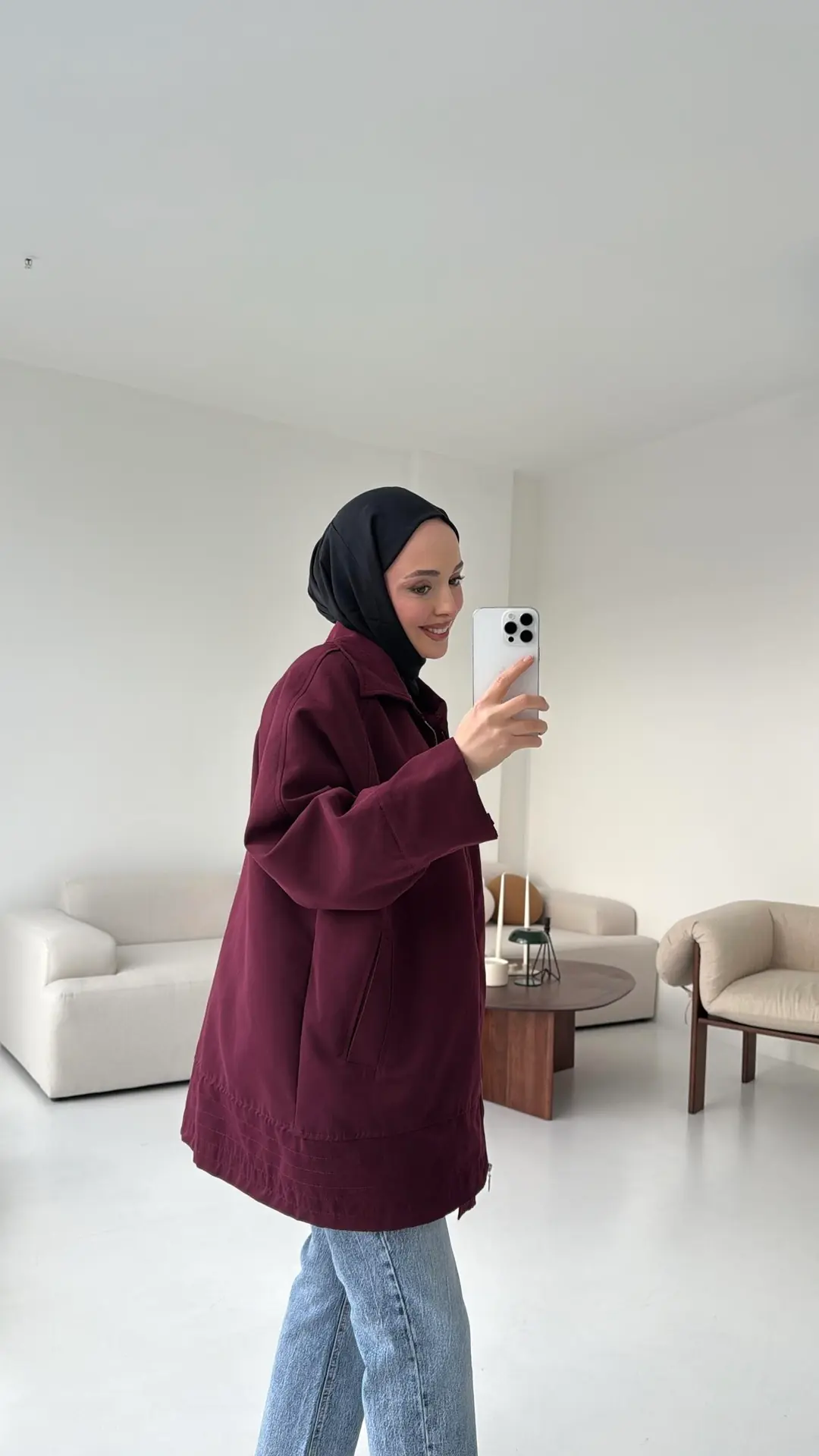 Deri Kemerli Premium Astarlı Fermuarlı Trençkot