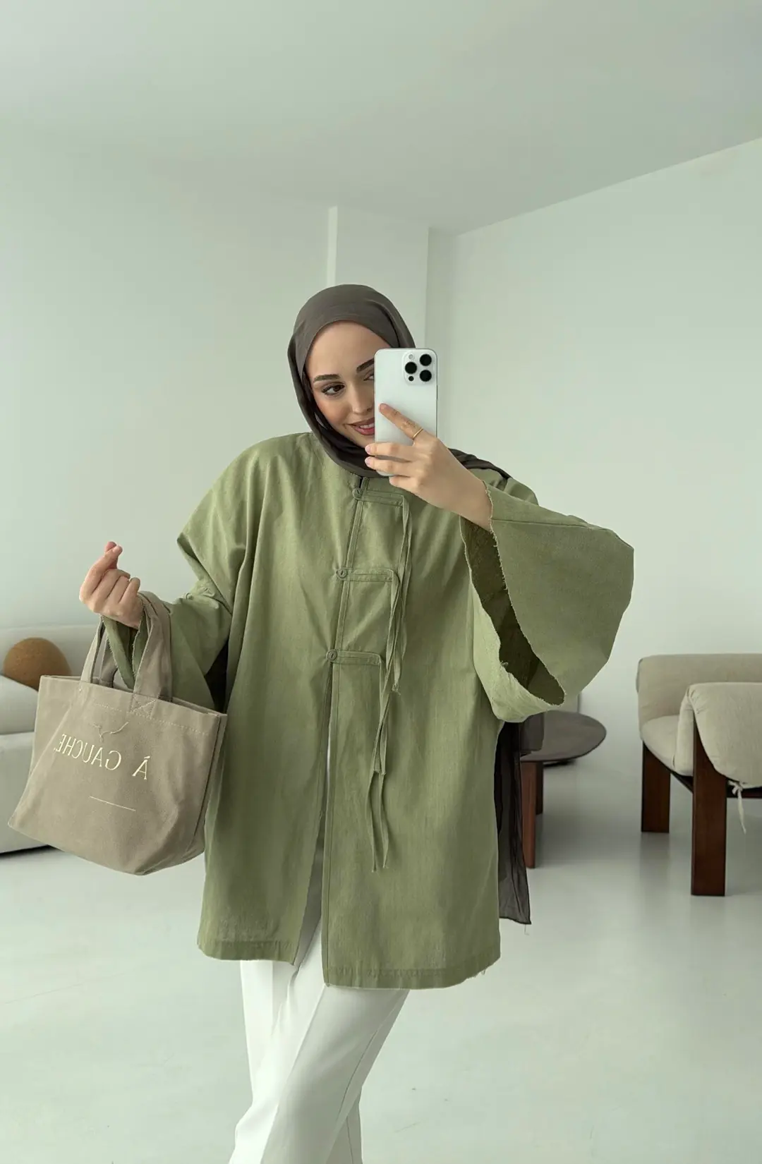 Geniş Kol Kimono Acık Yeşil