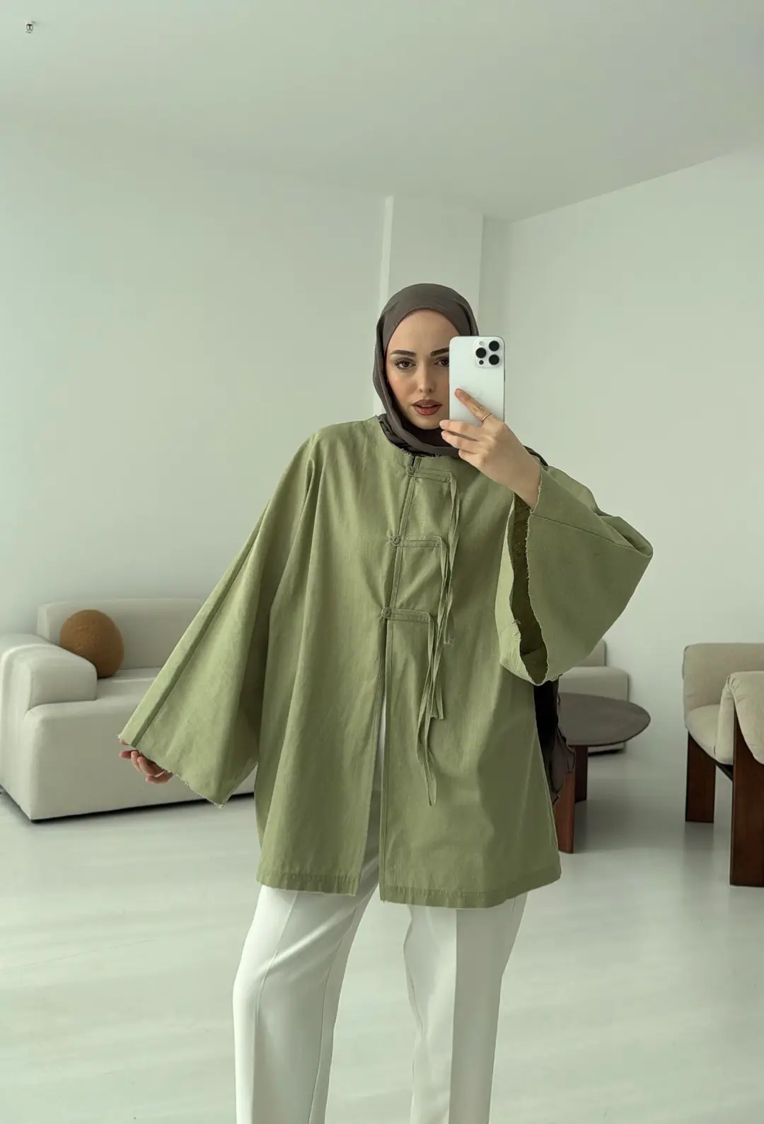 Geniş Kol Kimono Acık Yeşil