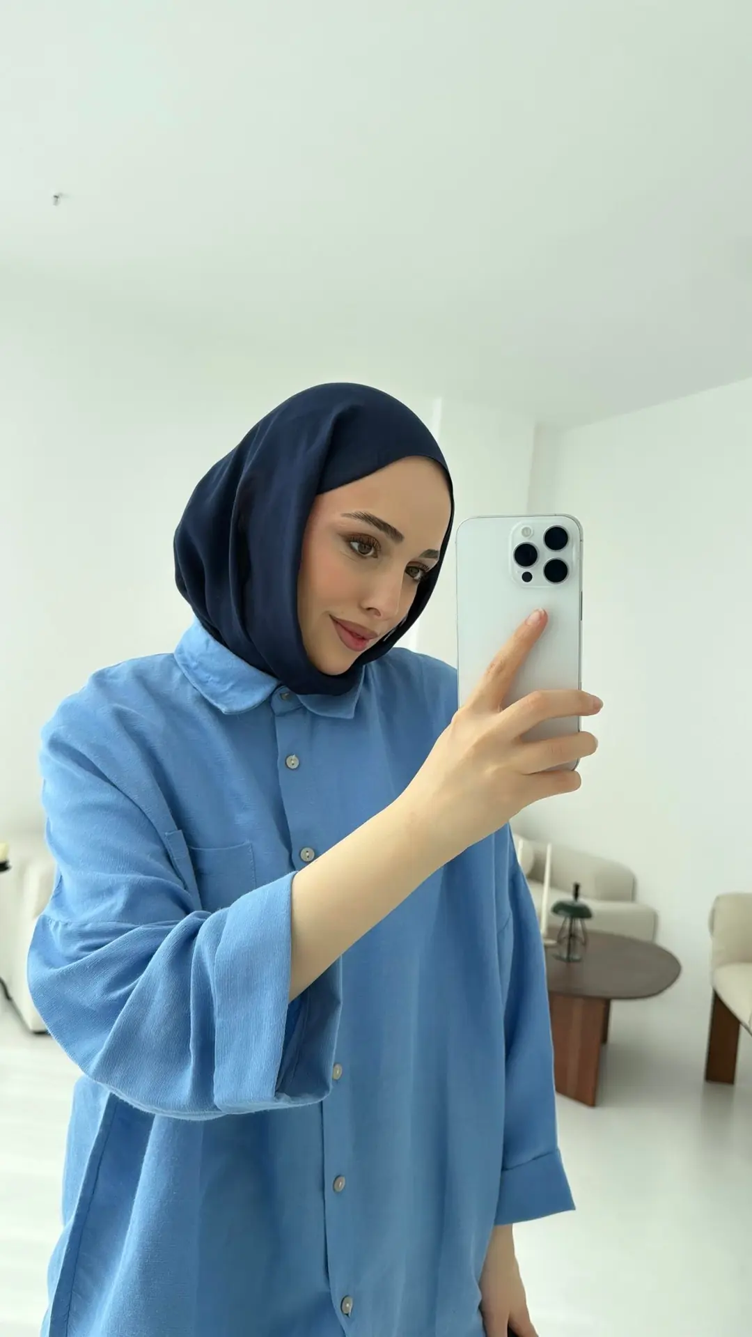 Linen Oversize Gömlek Açık Mavi