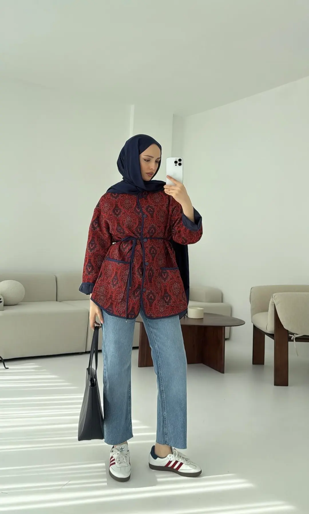 Etnik Desen Bağlamalı Ceket