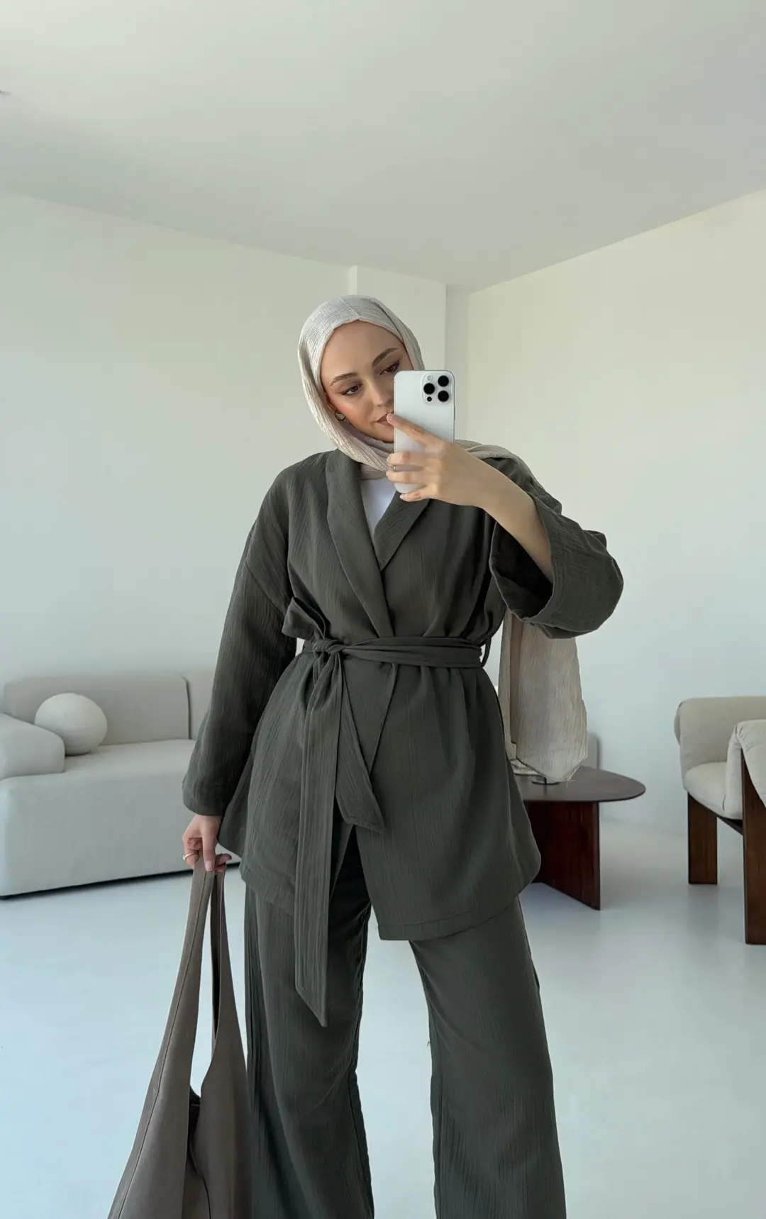 Müslin Kimonolu Takım Haki