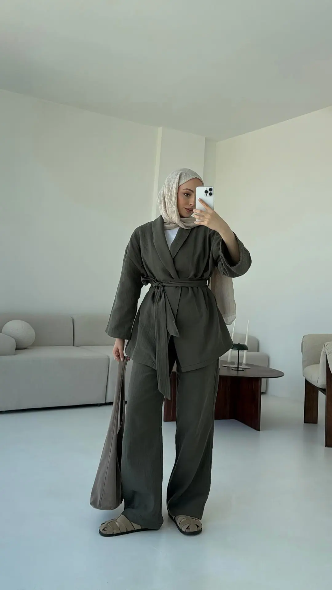 Müslin Kimonolu Takım Haki