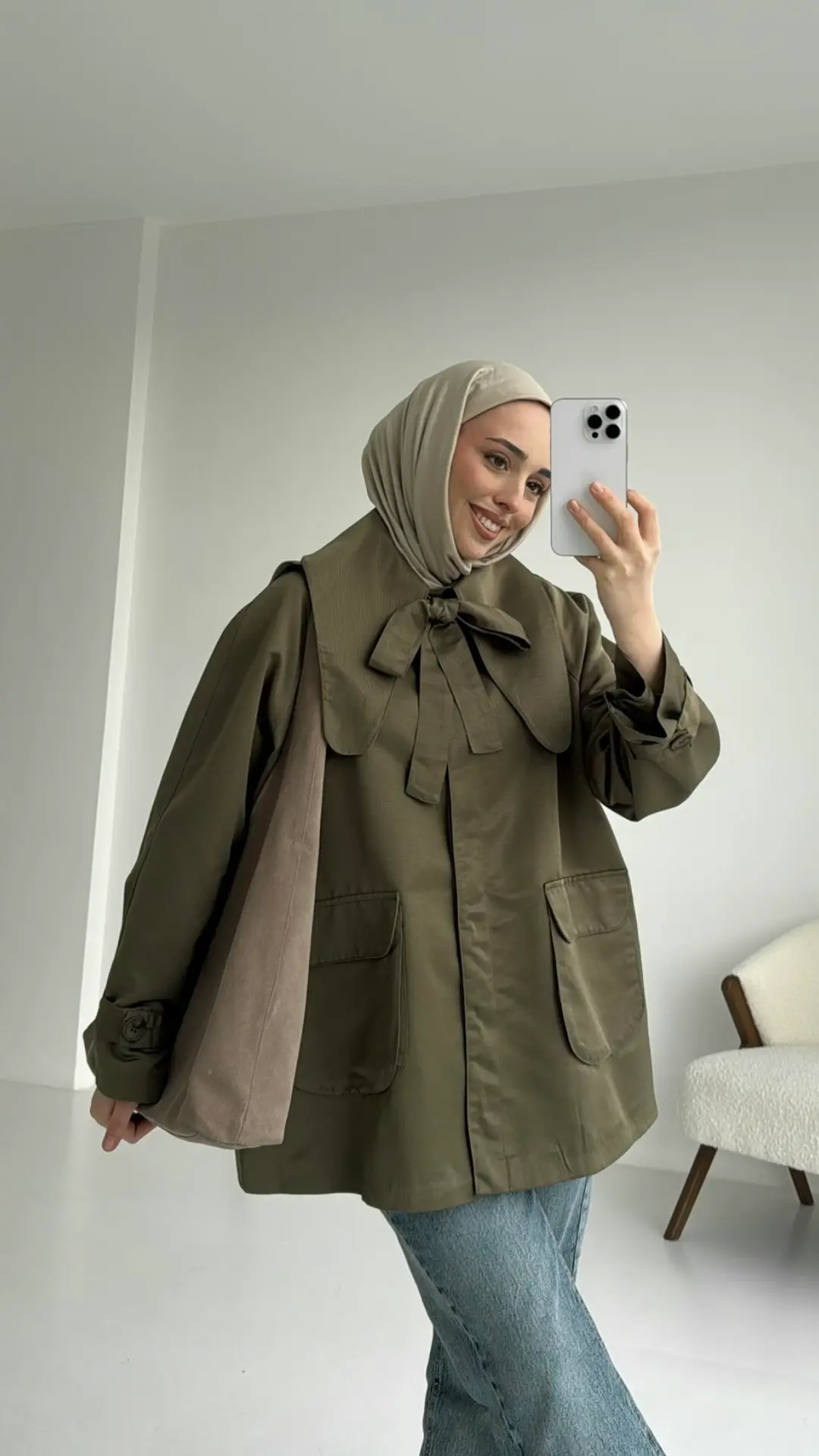Astarlı Haki Trençkot