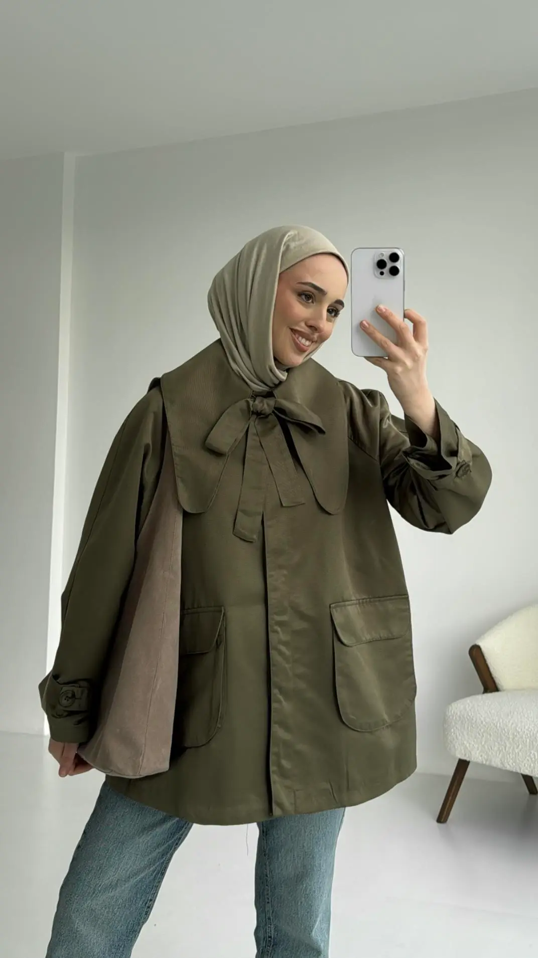 Astarlı Haki Trençkot