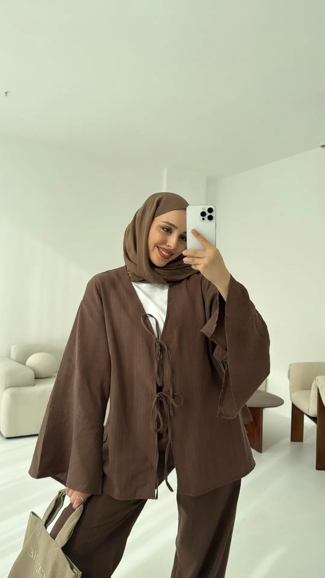 Kol Detaylı Kimono Keten Takım