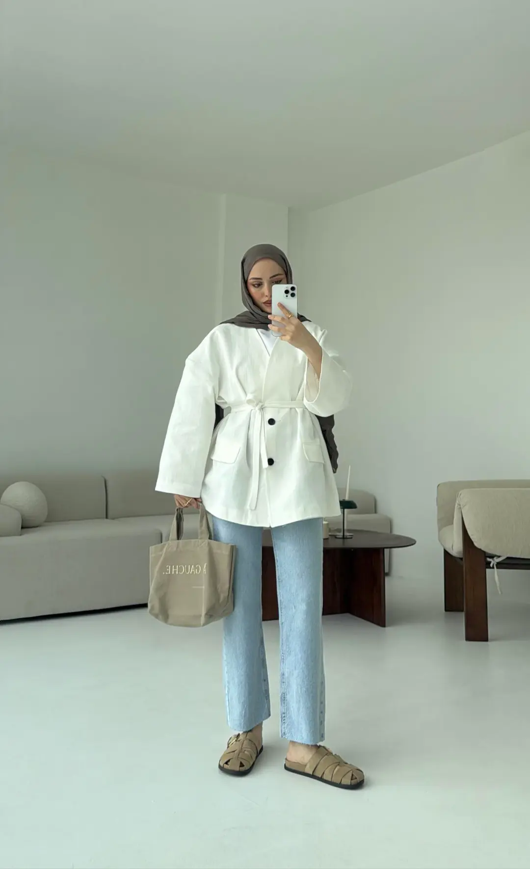 Düşük Omuz Oversize Beyaz Ceket