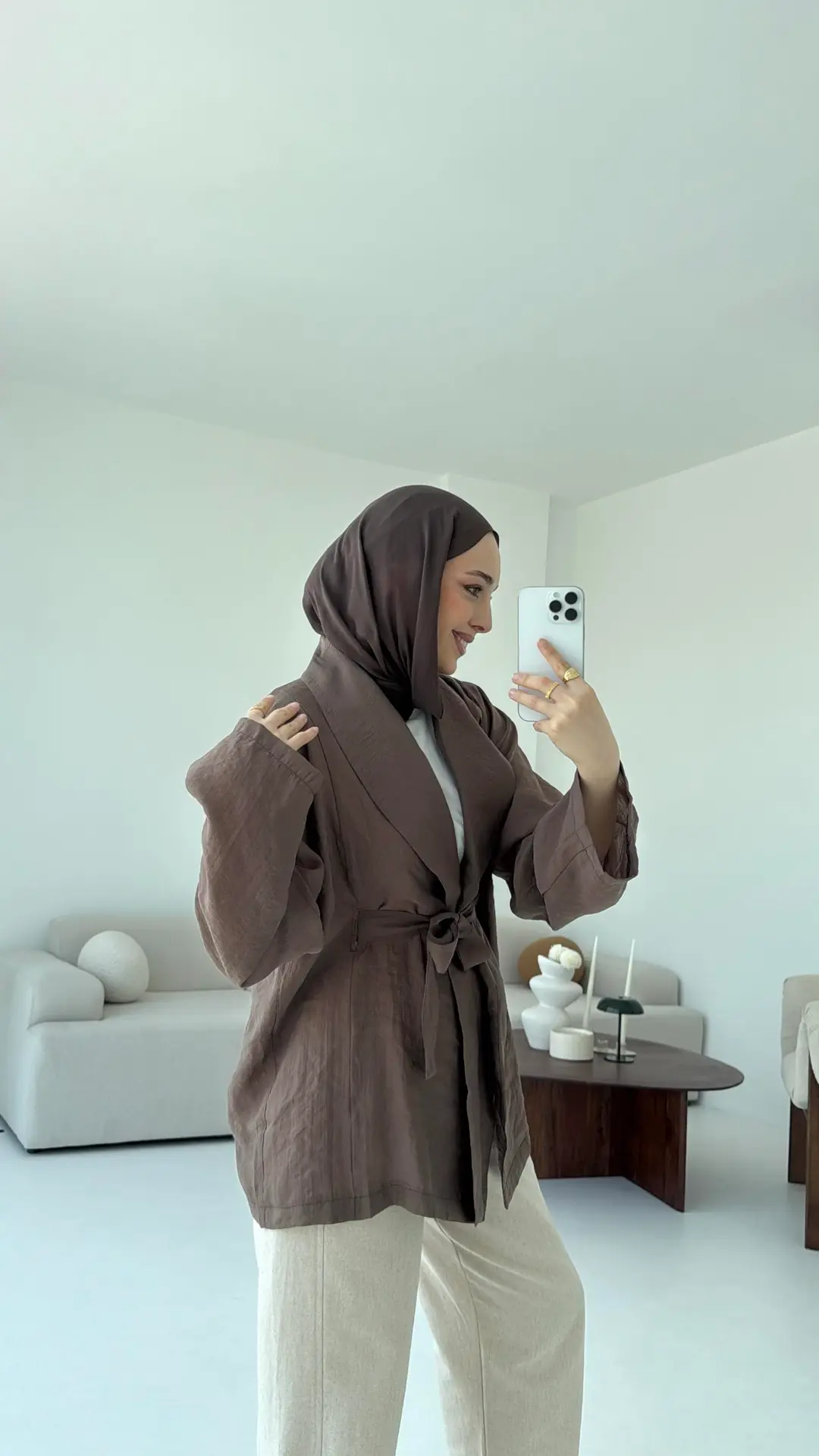 Model Yazlık Kimono Kahve