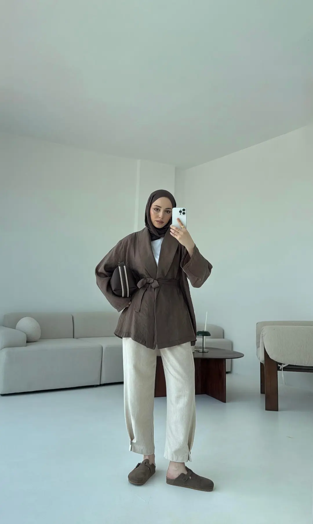 Model Yazlık Kimono Kahve